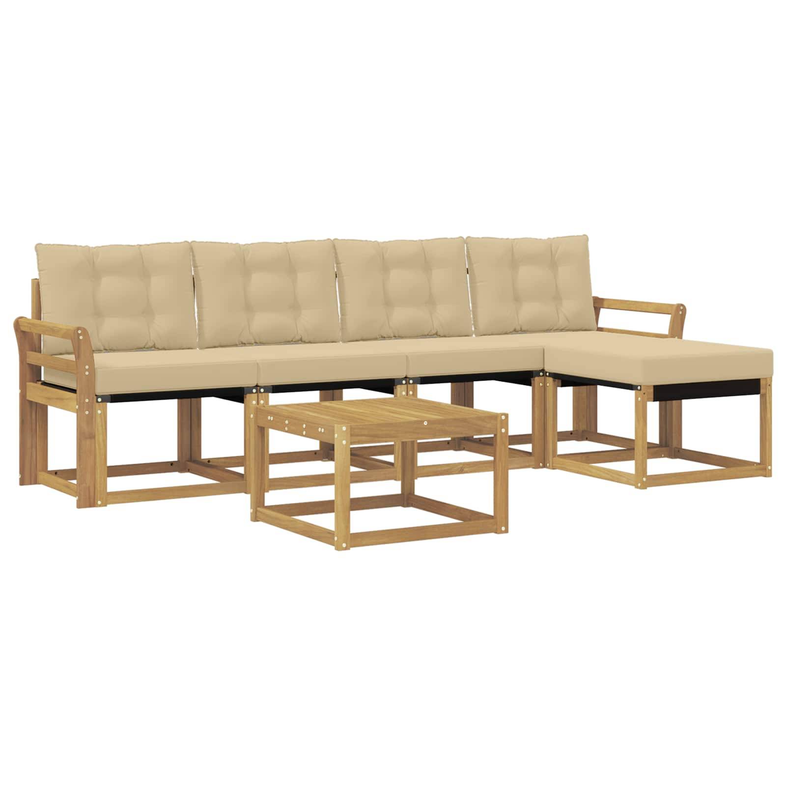 vidaXL Outdoor-Sofagarnitur mit Kissen 6 pcs Weiß und Beige