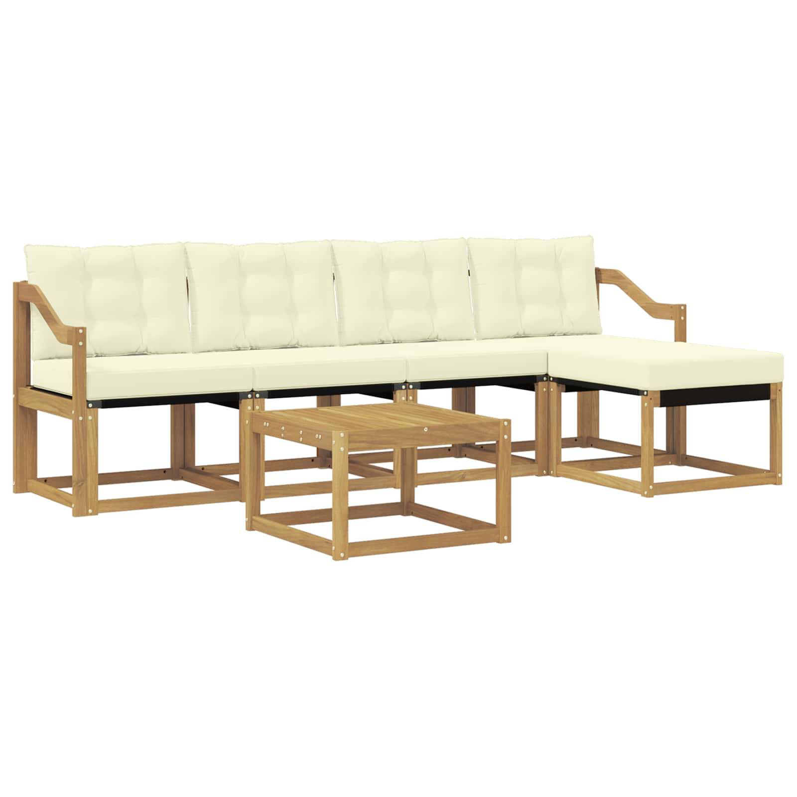 vidaXL Outdoor-Sofagarnitur mit Kissen 6 pcs Weiß und Creme
