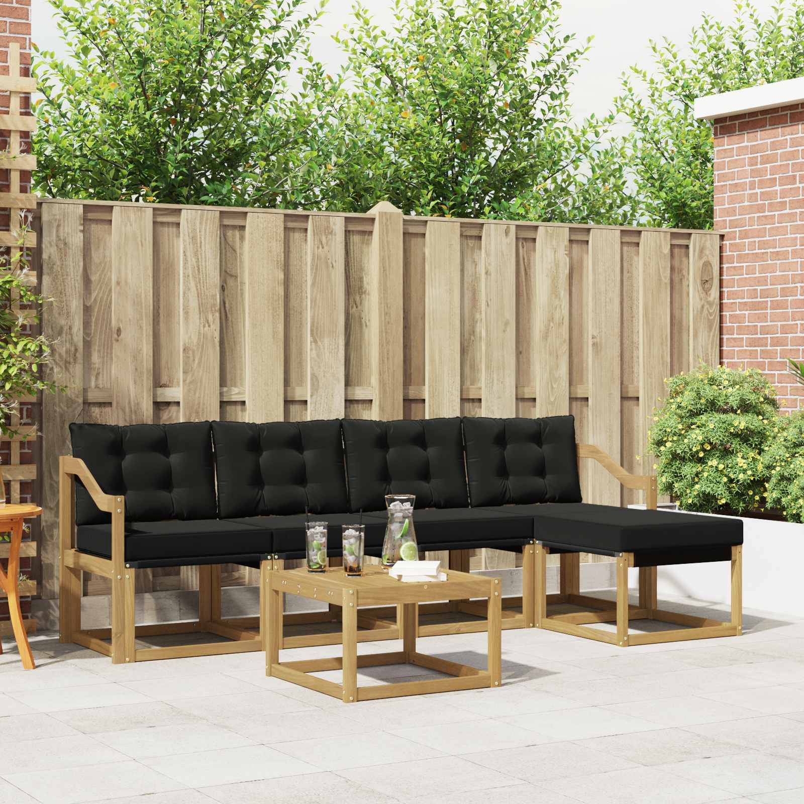 vidaXL Outdoor-Sofagarnitur mit Kissen 6 pcs Weiß und Schwarz