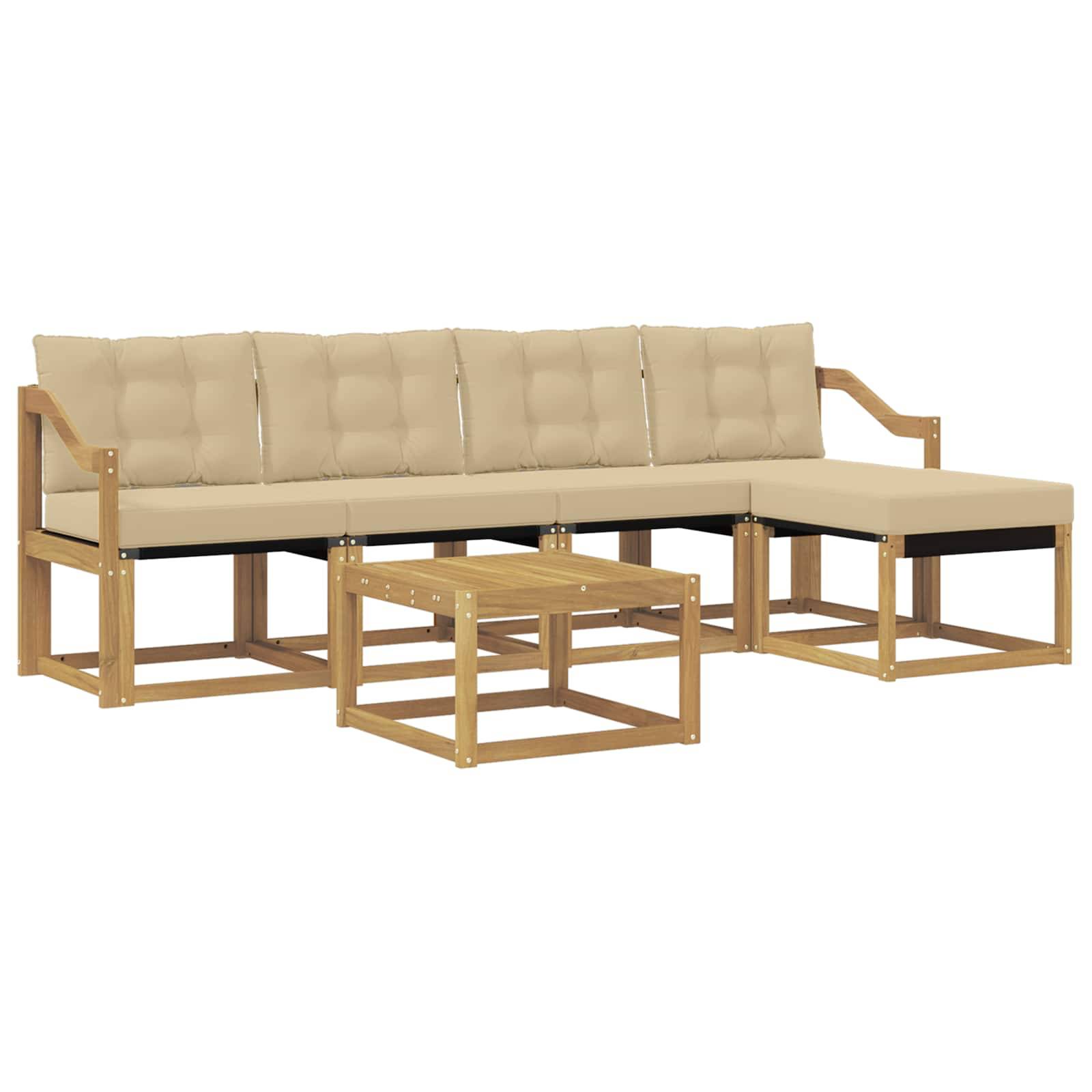 vidaXL Outdoor-Sofagarnitur mit Kissen 6 pcs Weiß und Beige