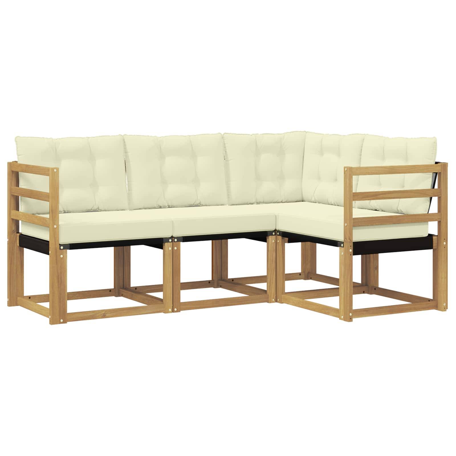 vidaXL Outdoor-Sofagarnitur mit Kissen 4 pcs Weiß und Creme
