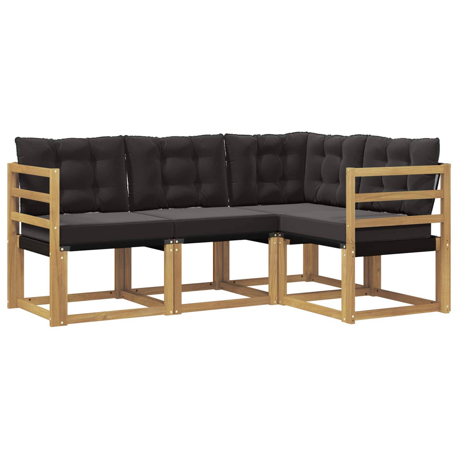 vidaXL Outdoor-Sofagarnitur mit Kissen 4 pcs Weiß und Schwarz