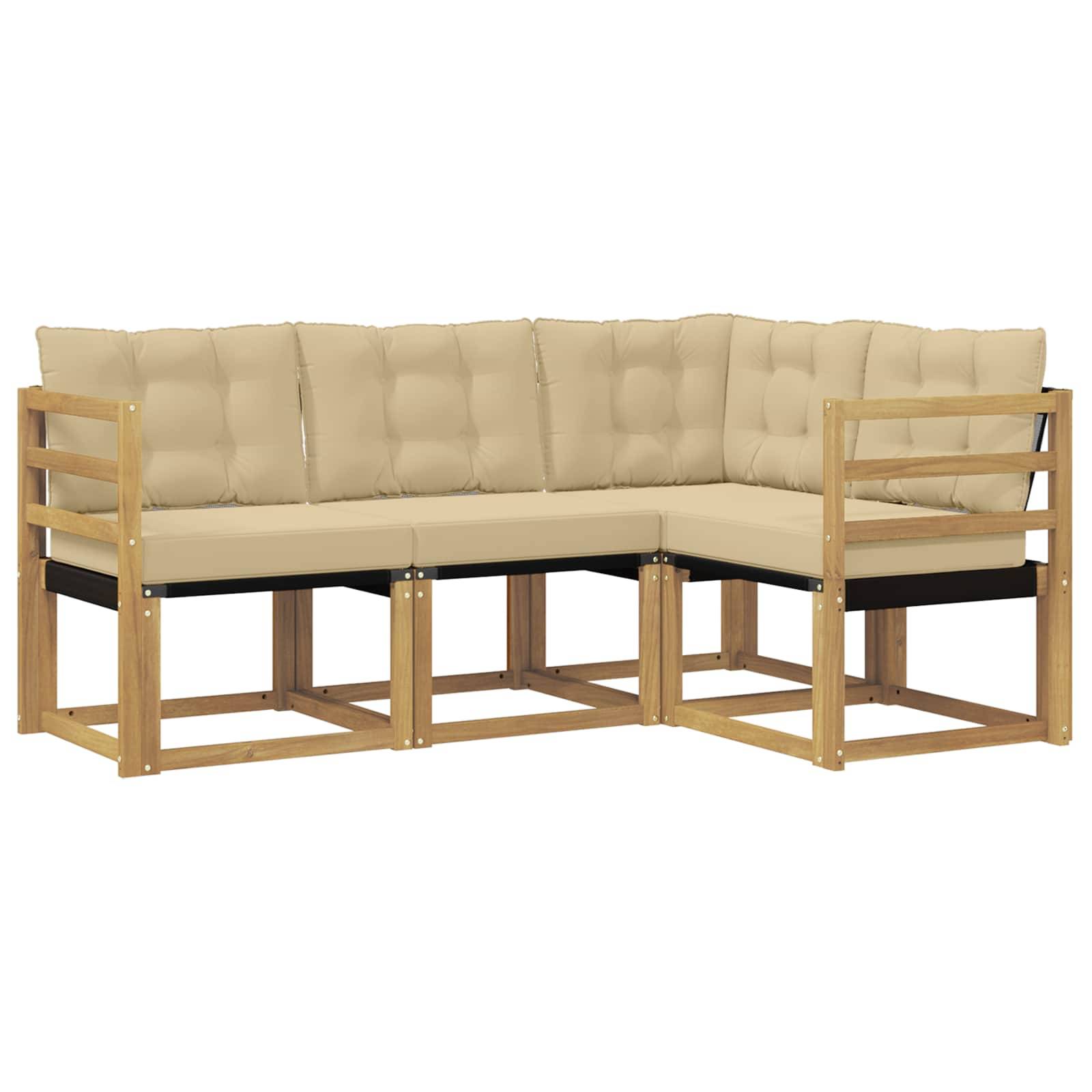 vidaXL Outdoor-Sofagarnitur mit Kissen 4 pcs Weiß und Beige