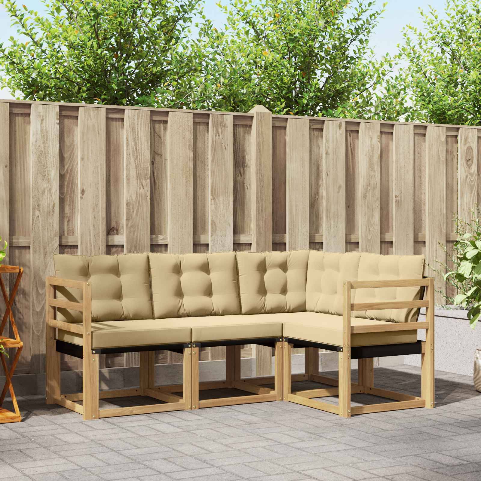 vidaXL Outdoor-Sofagarnitur mit Kissen 4 pcs Weiß und Beige