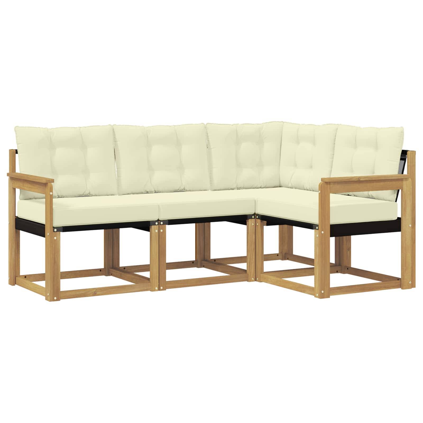 vidaXL Outdoor-Sofagarnitur mit Kissen 4 pcs Weiß und Creme