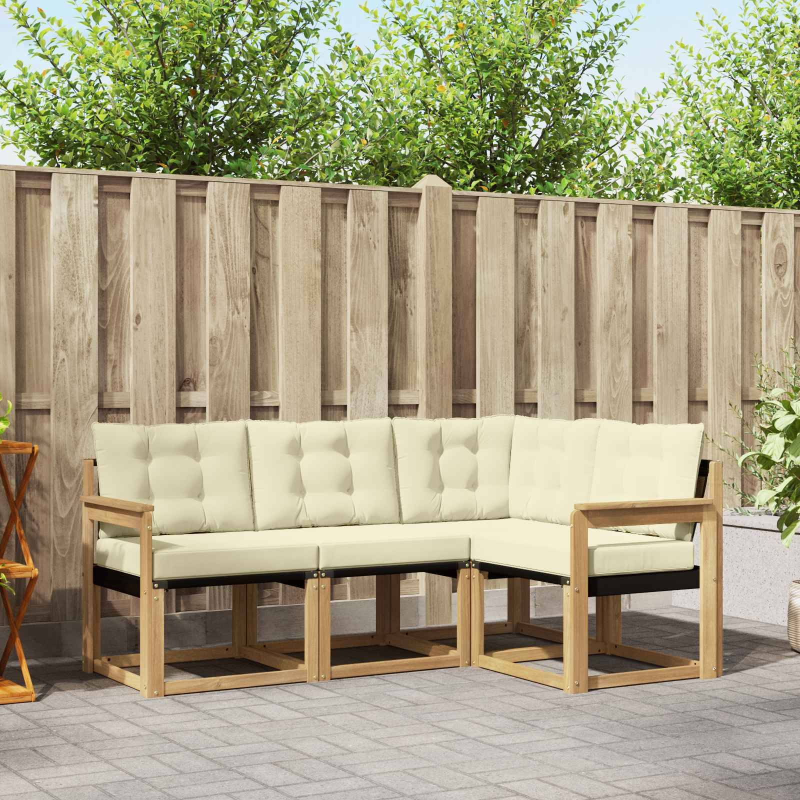 vidaXL Outdoor-Sofagarnitur mit Kissen 4 pcs Weiß und Creme