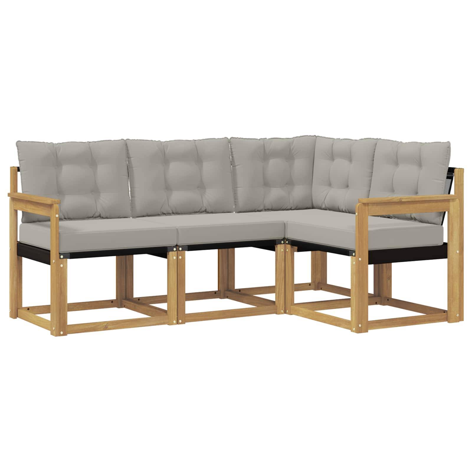 vidaXL Outdoor-Sofagarnitur mit Kissen 4 pcs Weiß und Hellgrau