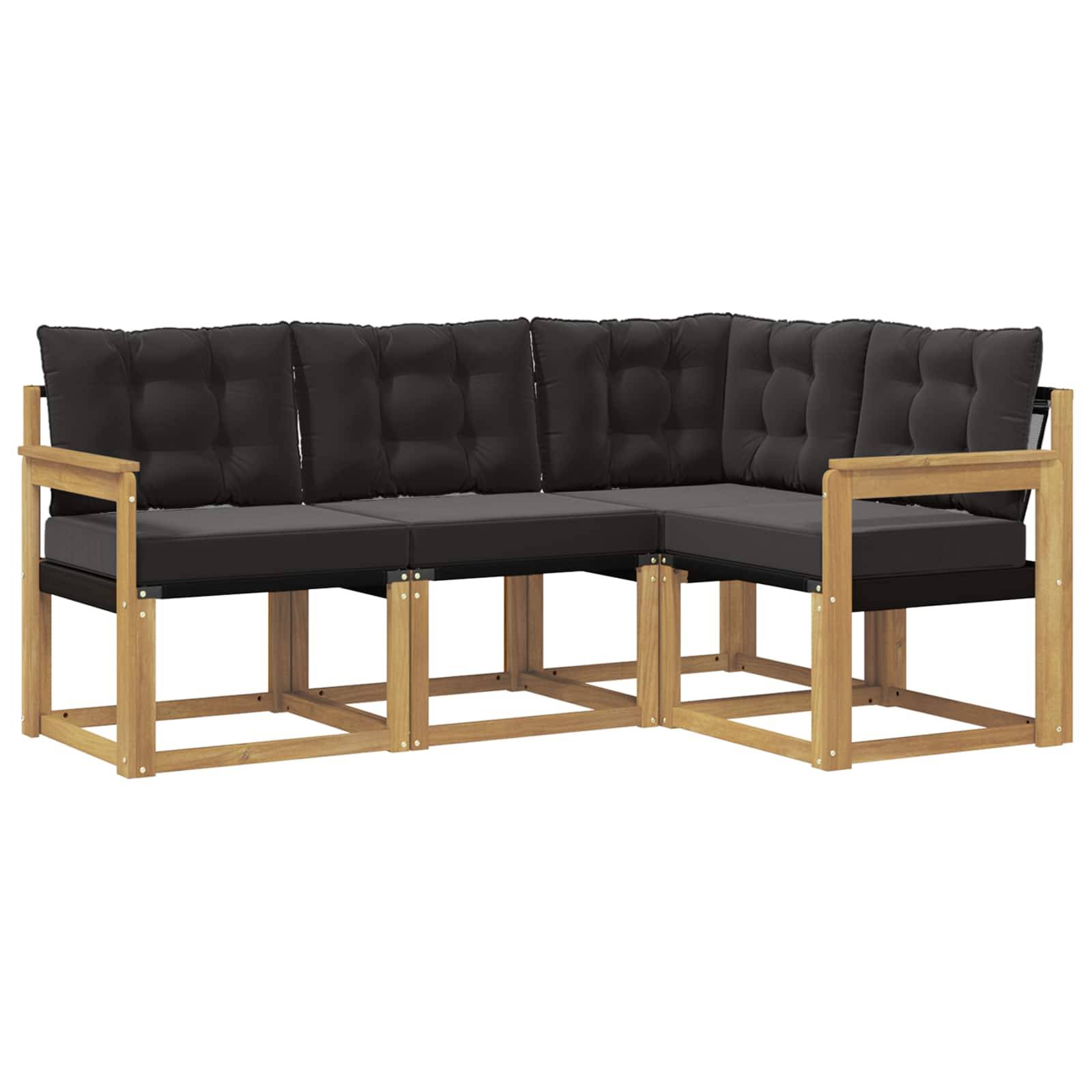 vidaXL Outdoor-Sofagarnitur mit Kissen 4 pcs Weiß und Schwarz
