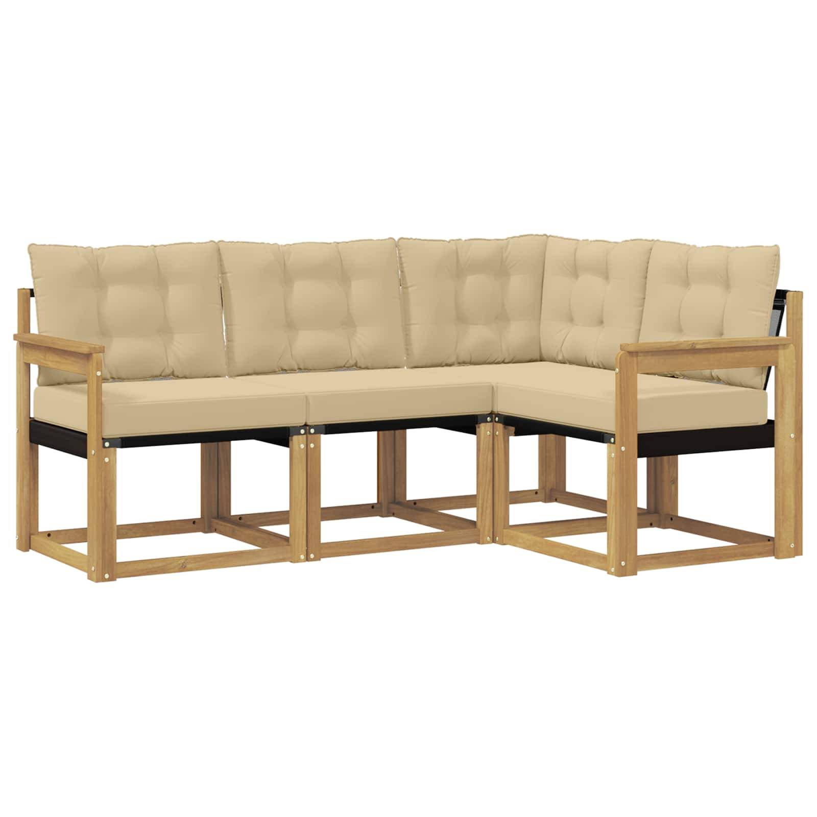 vidaXL Outdoor-Sofagarnitur mit Kissen 4 pcs Weiß und Beige