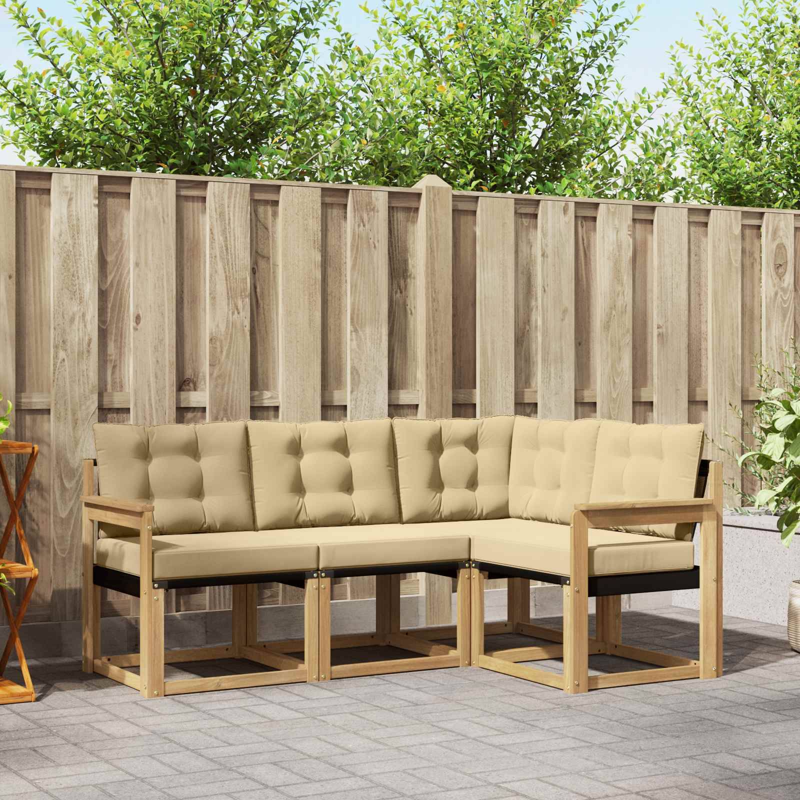 vidaXL Outdoor-Sofagarnitur mit Kissen 4 pcs Weiß und Beige