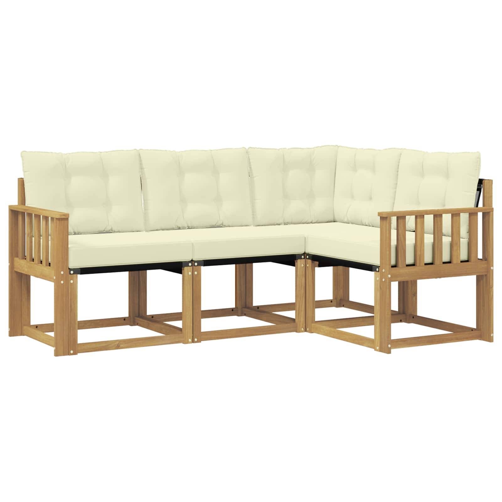 vidaXL Outdoor-Sofagarnitur mit Kissen 4 pcs Weiß und Creme