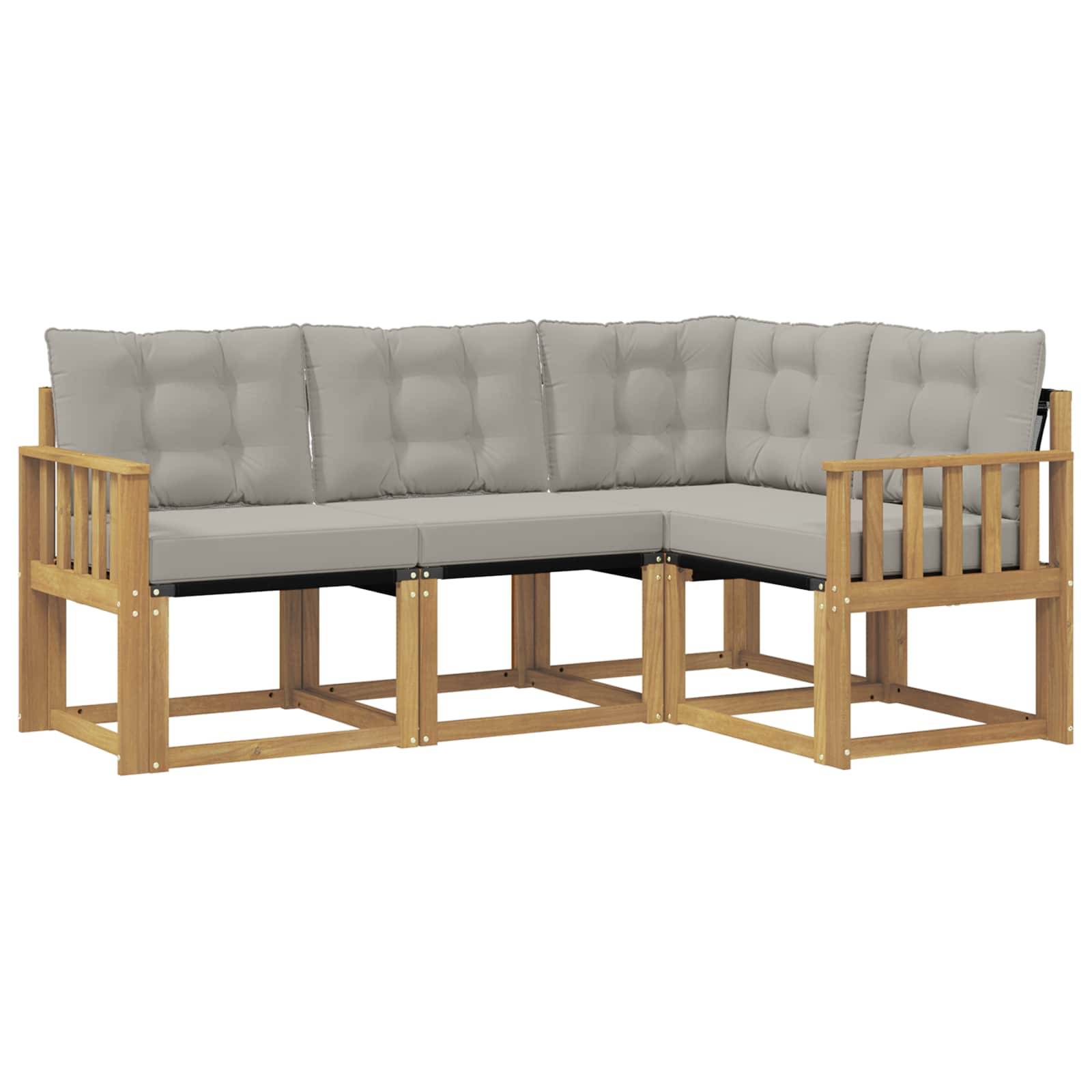vidaXL Outdoor-Sofagarnitur mit Kissen 4 pcs Weiß und Hellgrau