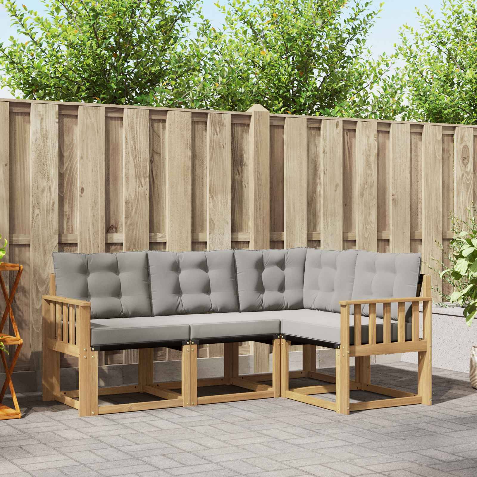 vidaXL Outdoor-Sofagarnitur mit Kissen 4 pcs Weiß und Hellgrau