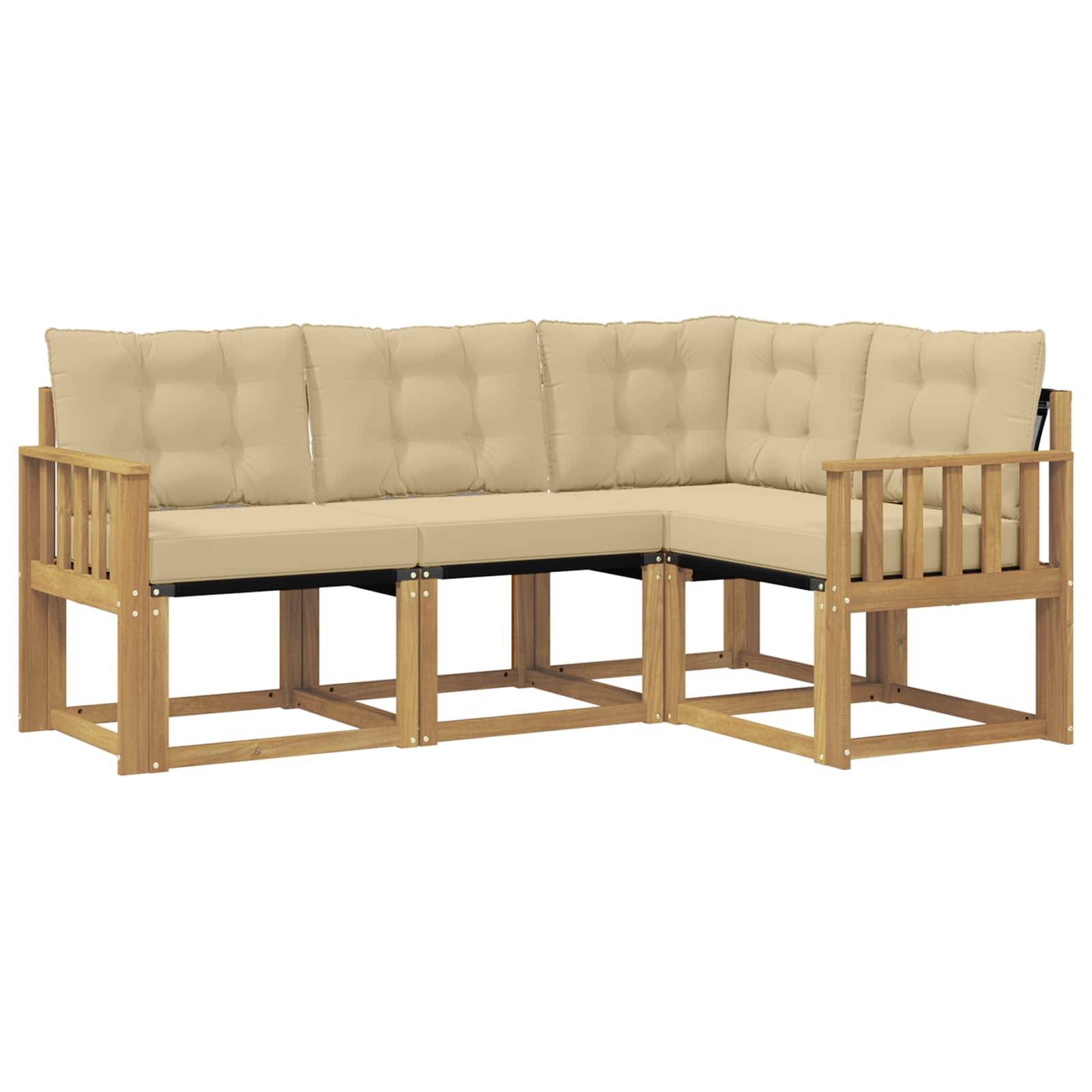 vidaXL Outdoor-Sofagarnitur mit Kissen 4 pcs Weiß und Beige