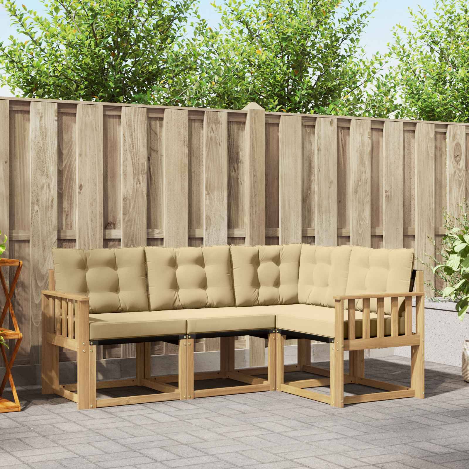 vidaXL Outdoor-Sofagarnitur mit Kissen 4 pcs Weiß und Beige