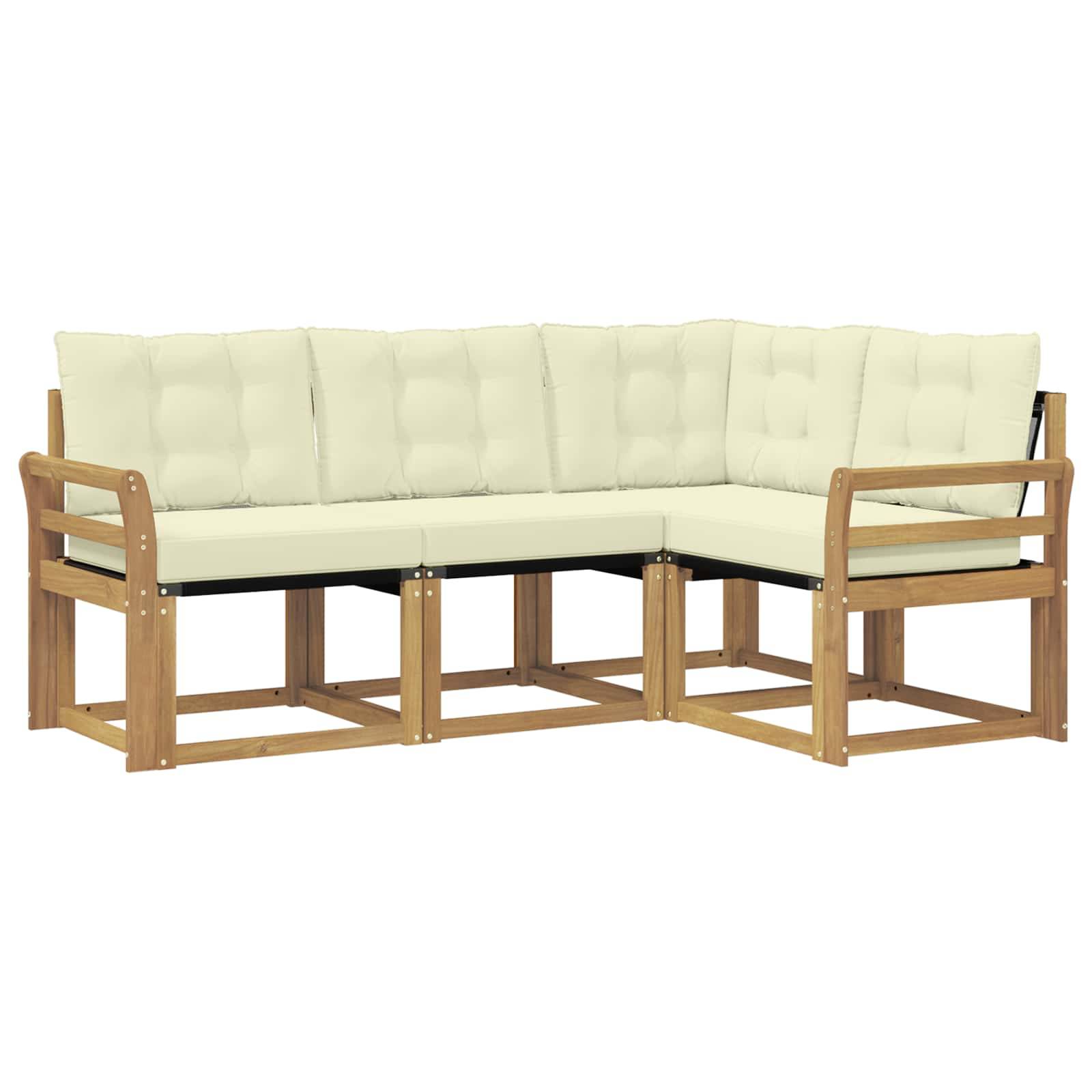 vidaXL Outdoor-Sofagarnitur mit Kissen 4 pcs Weiß und Creme