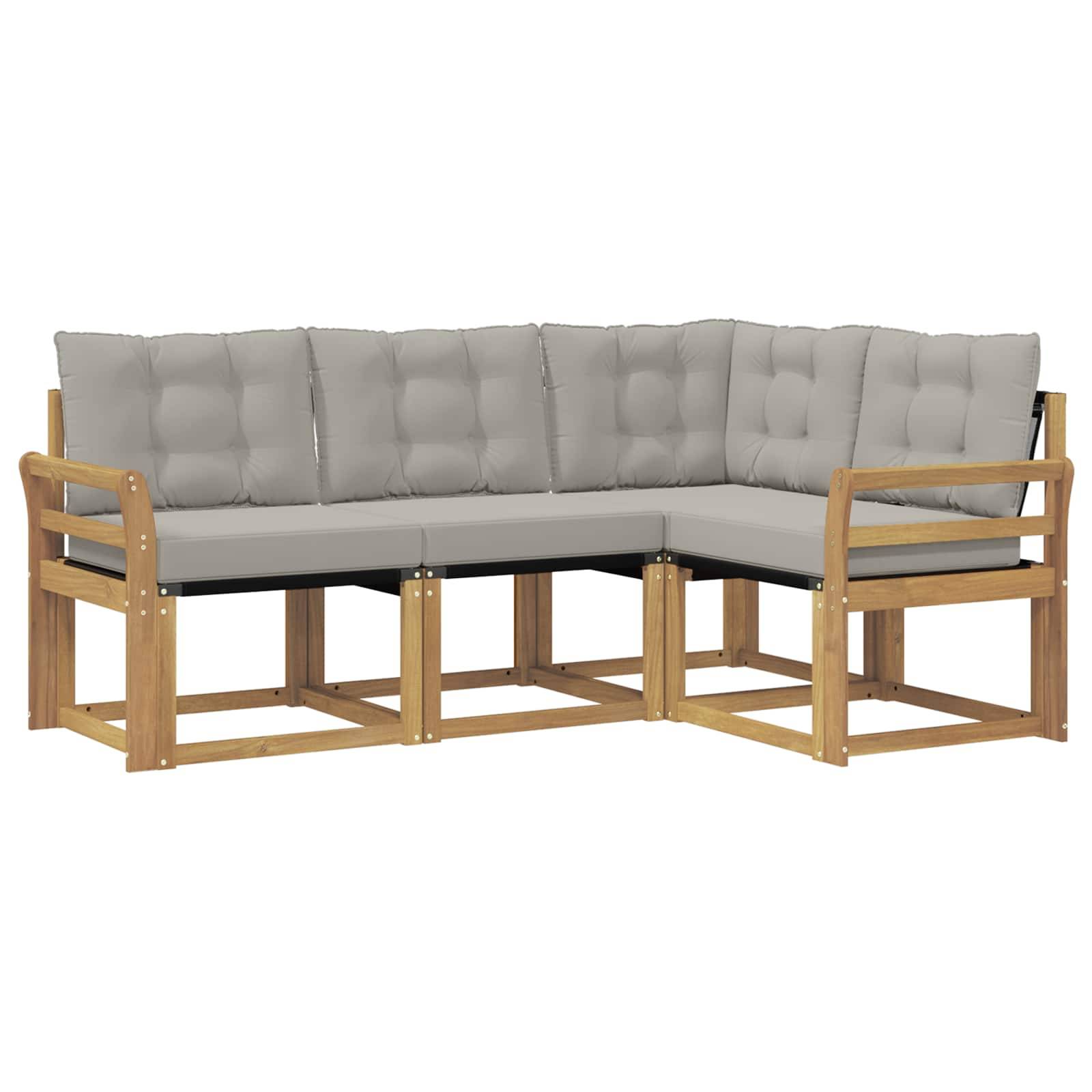 vidaXL Outdoor-Sofagarnitur mit Kissen 4 pcs Weiß und Hellgrau