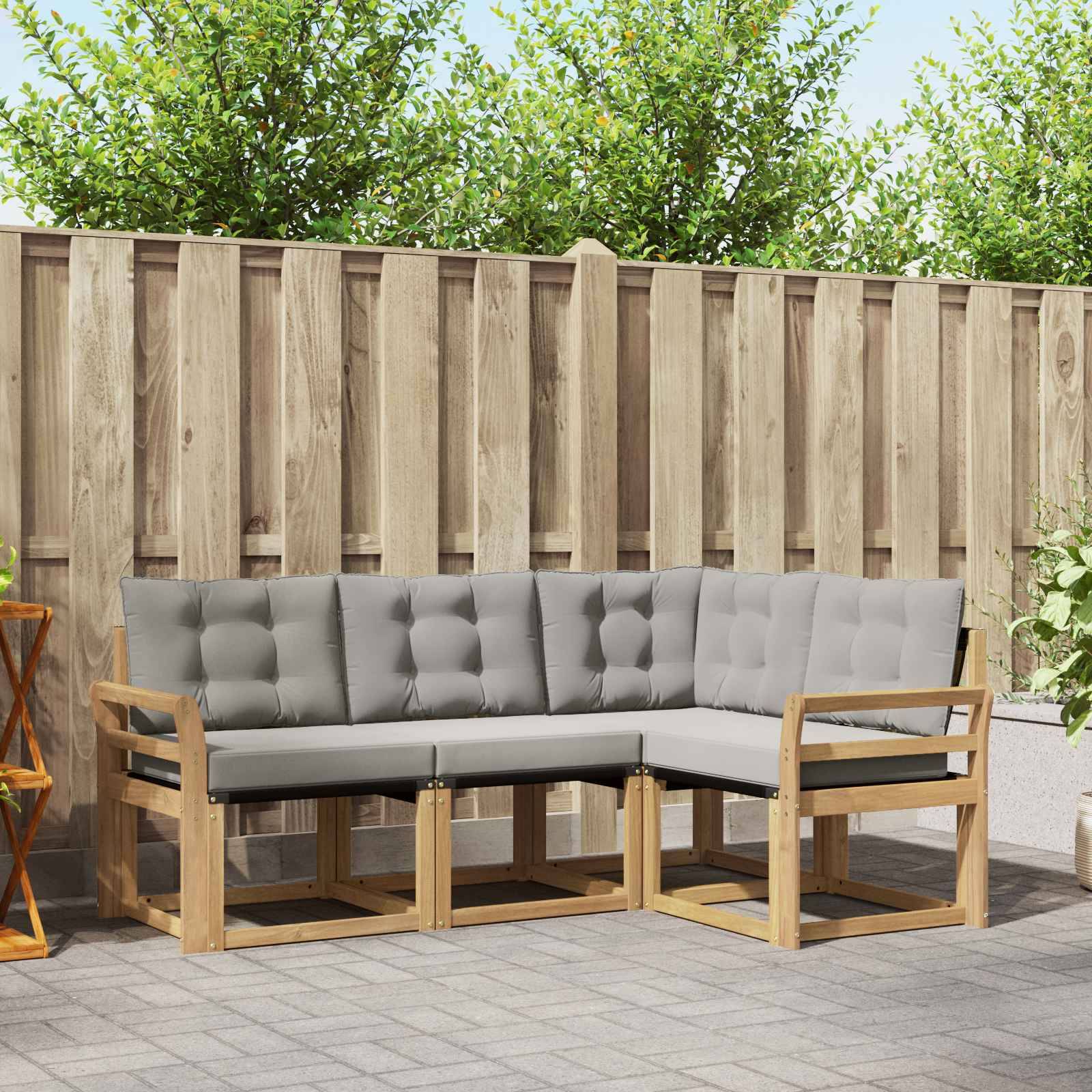vidaXL Outdoor-Sofagarnitur mit Kissen 4 pcs Weiß und Hellgrau