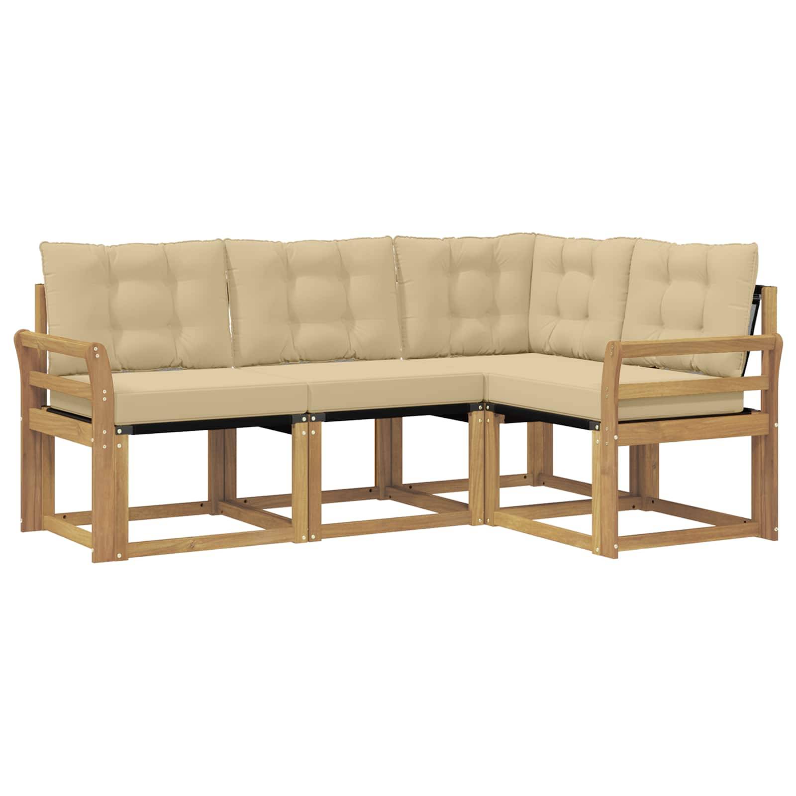 vidaXL Outdoor-Sofagarnitur mit Kissen 4 pcs Weiß und Beige