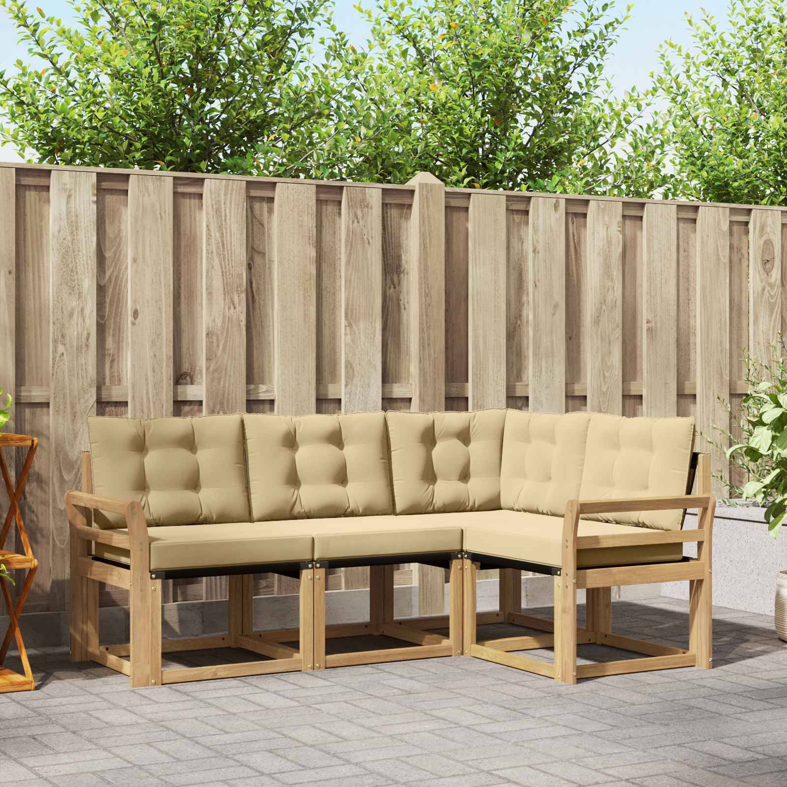 vidaXL Outdoor-Sofagarnitur mit Kissen 4 pcs Weiß und Beige