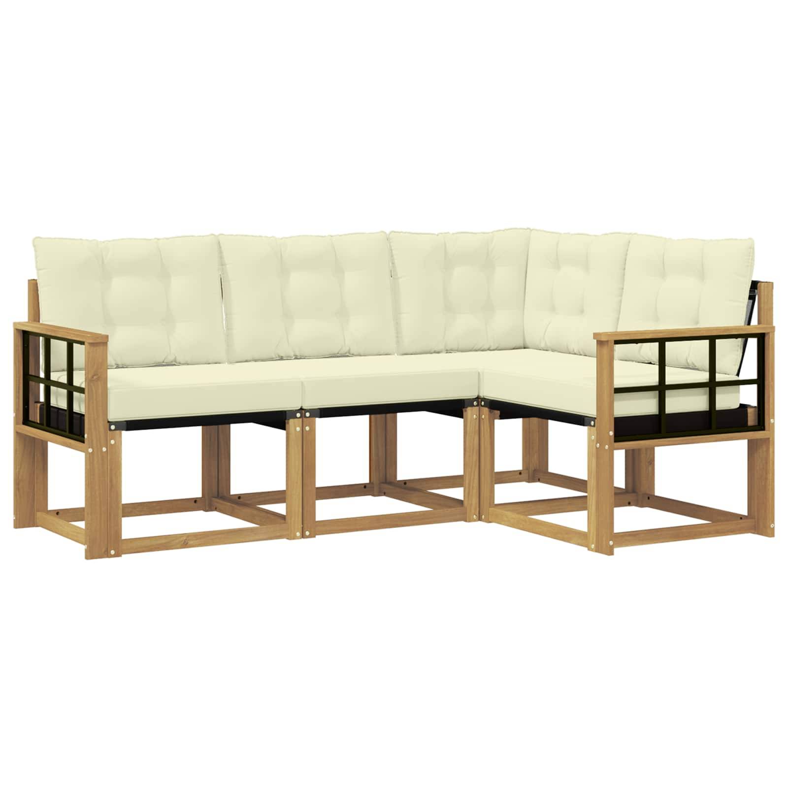 vidaXL Outdoor-Sofagarnitur mit Kissen 4 pcs Weiß und Creme