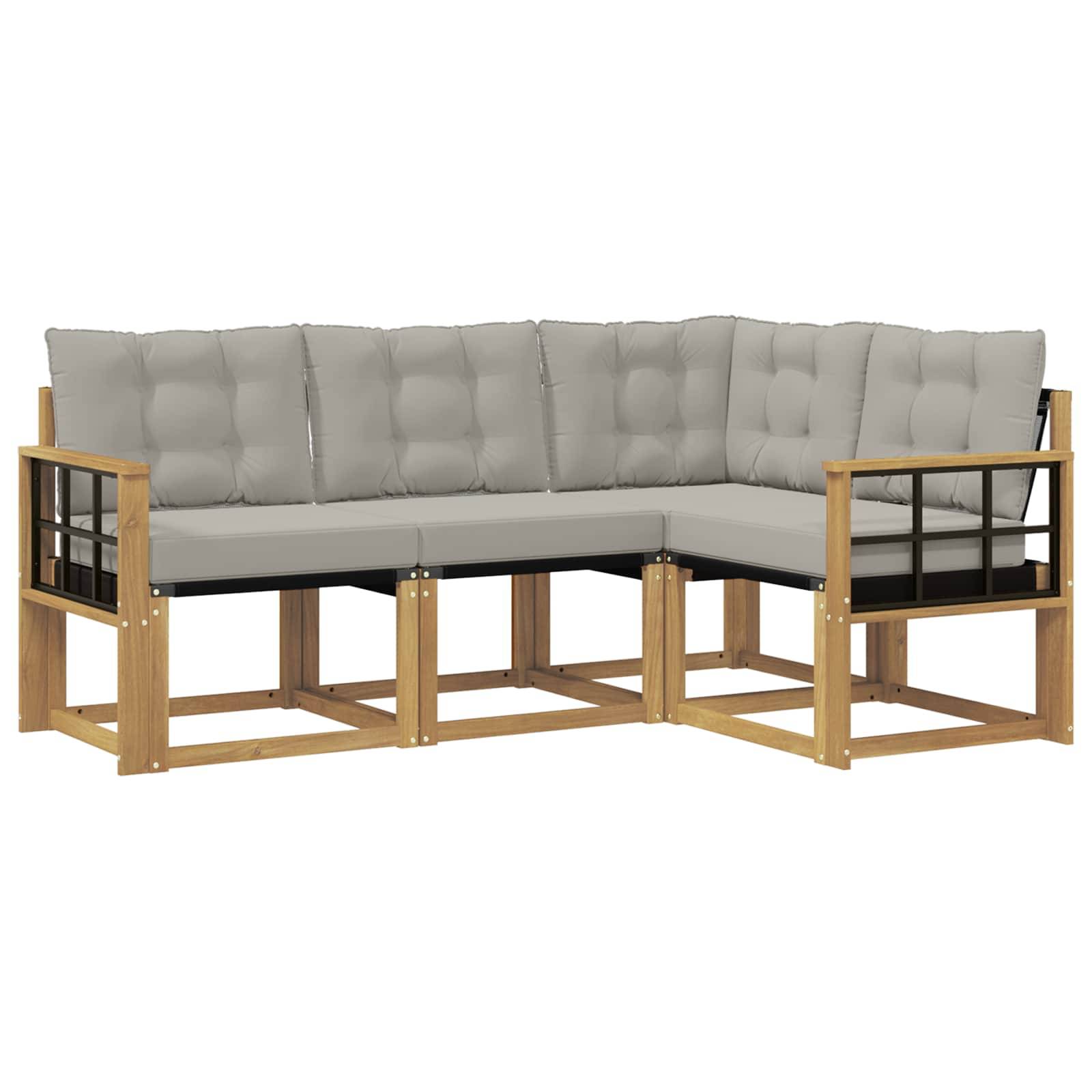 vidaXL Outdoor-Sofagarnitur mit Kissen 4 pcs Weiß und Hellgrau