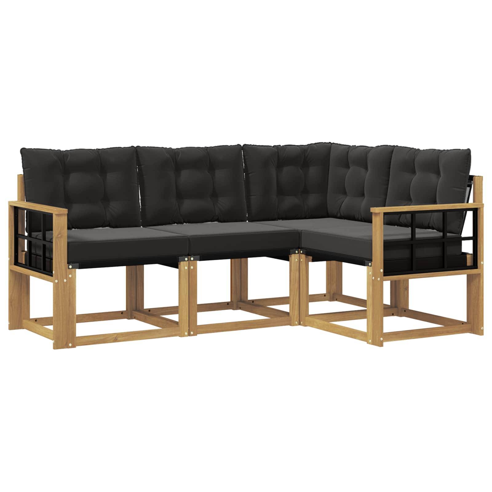 vidaXL Outdoor-Sofagarnitur mit Kissen 4 pcs Weiß und Schwarz