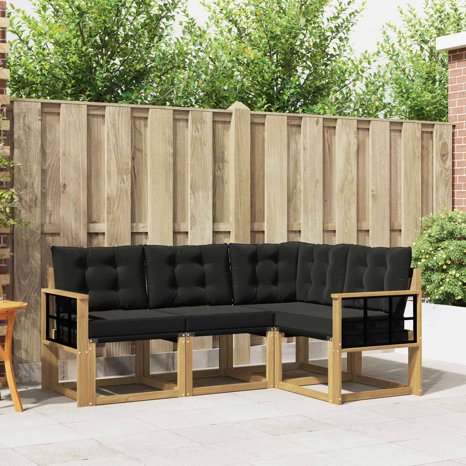 vidaXL Outdoor-Sofagarnitur mit Kissen 4 pcs Weiß und Schwarz