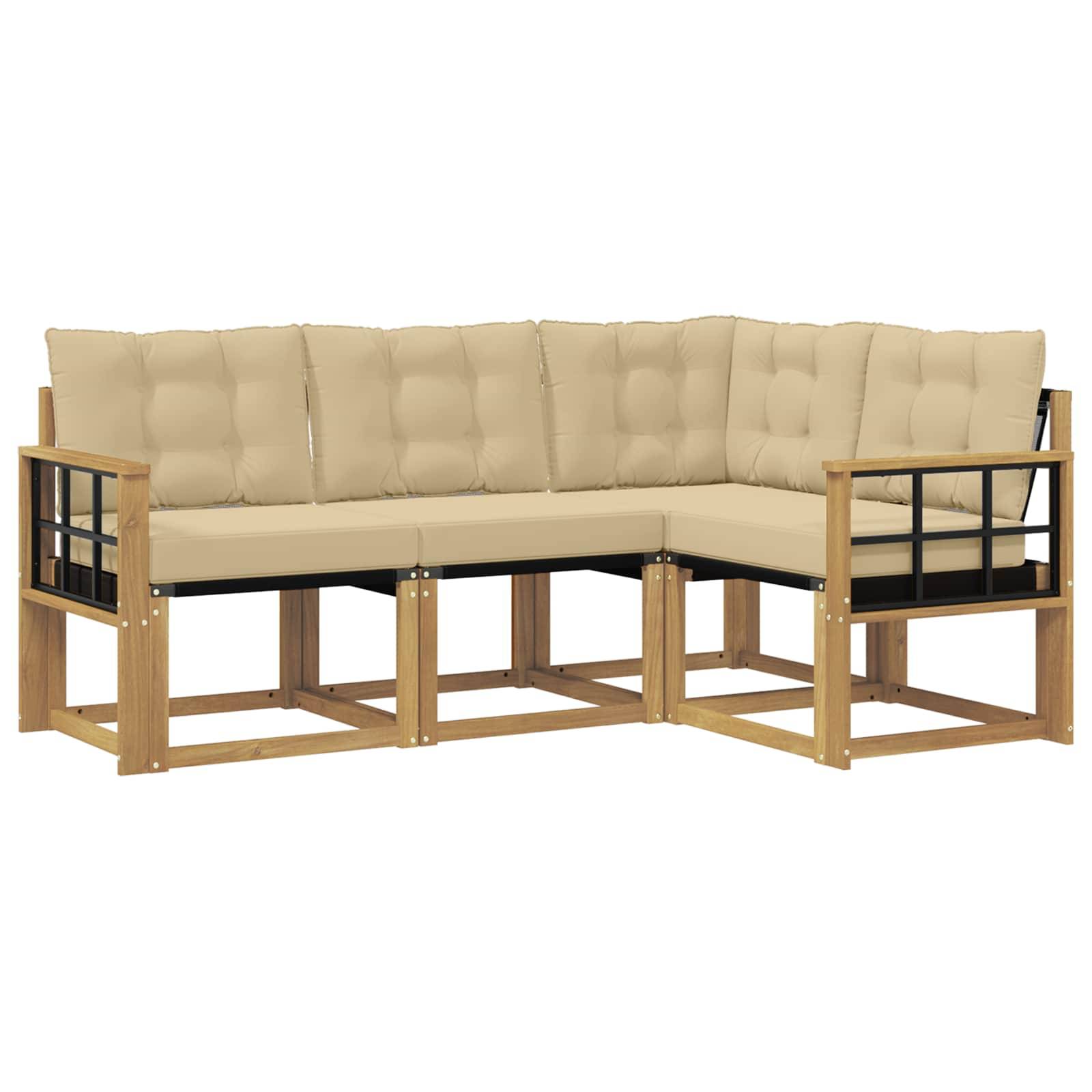 vidaXL Outdoor-Sofagarnitur mit Kissen 4 pcs Weiß und Beige