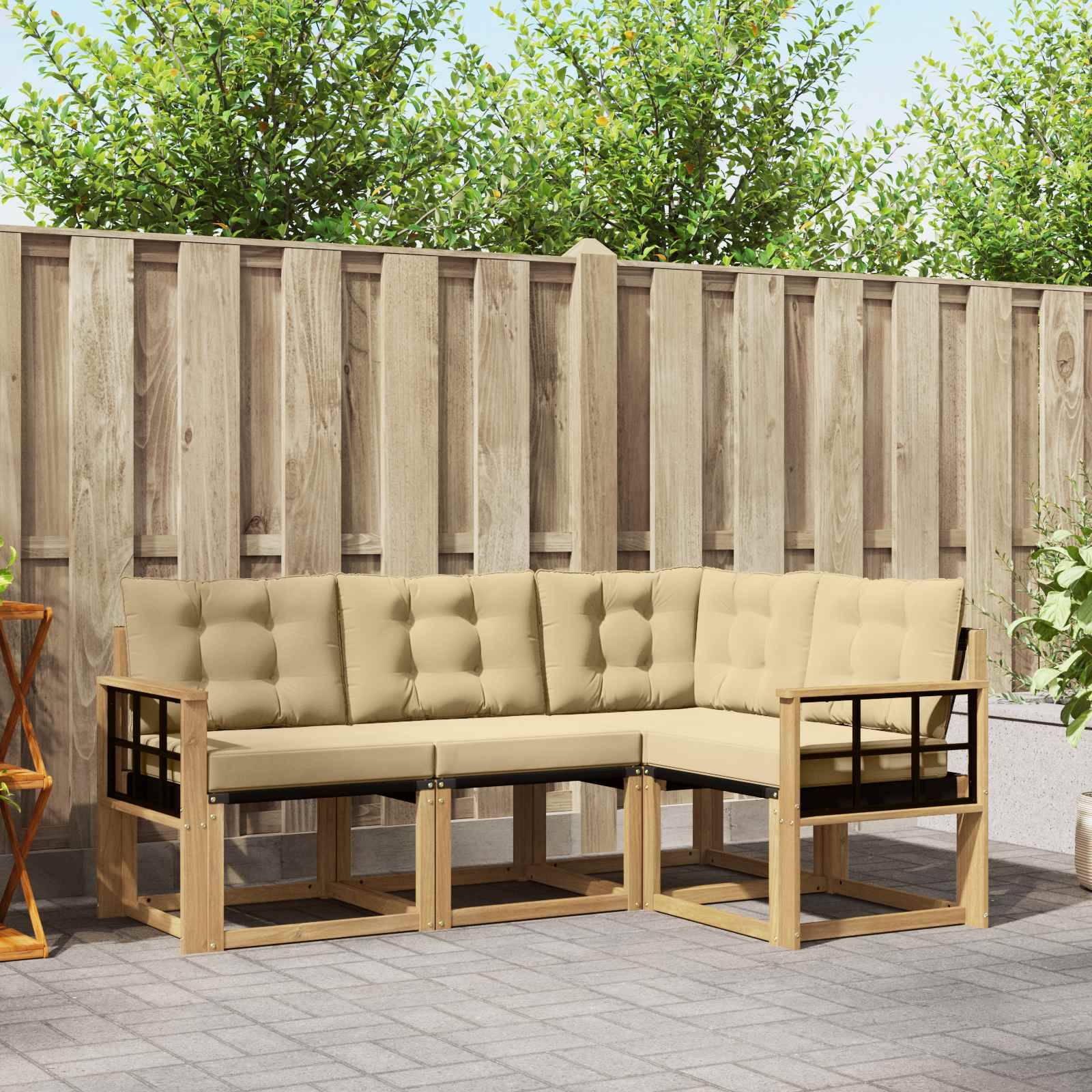 vidaXL Outdoor-Sofagarnitur mit Kissen 4 pcs Weiß und Beige
