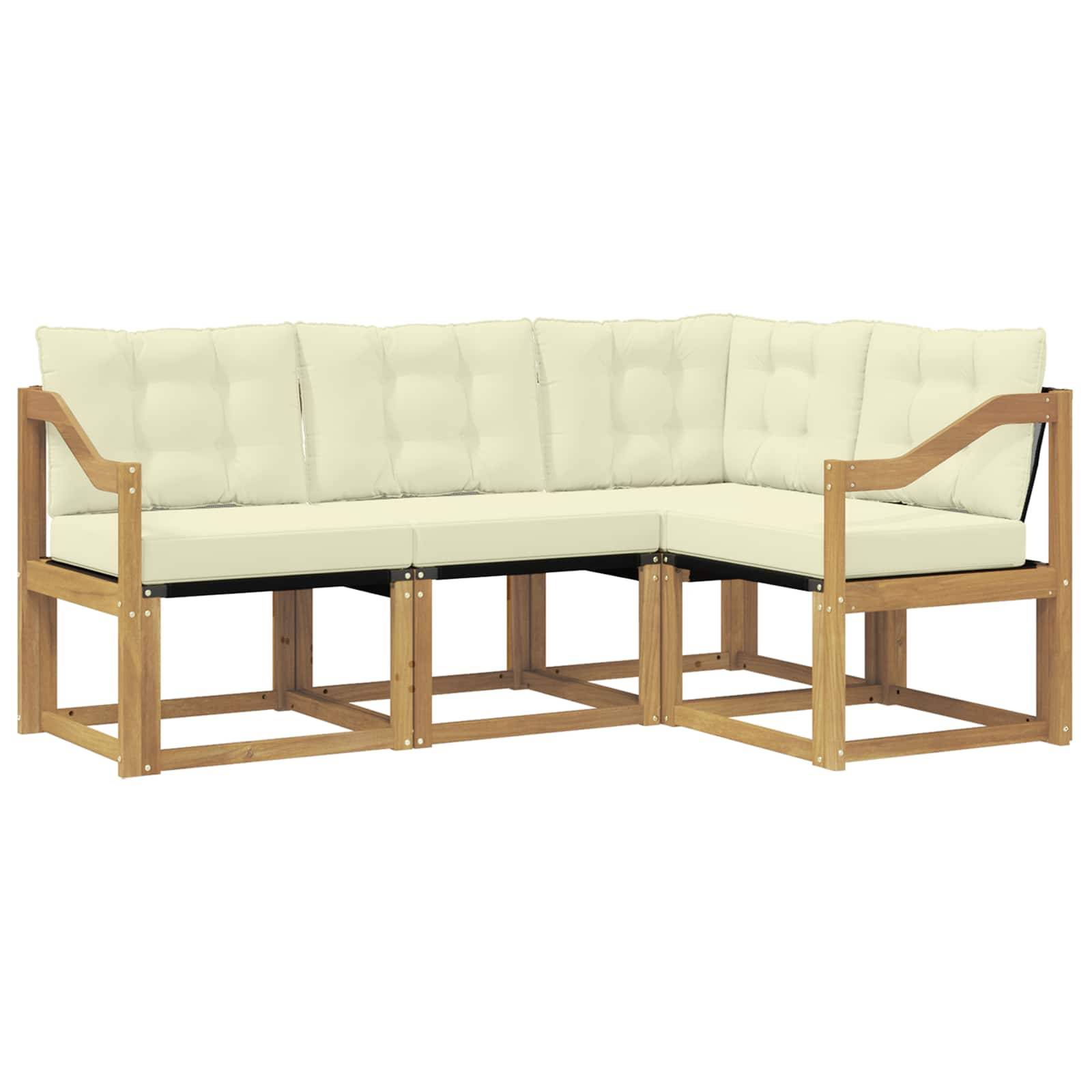 vidaXL Outdoor-Sofagarnitur mit Kissen 4 pcs Weiß und Creme