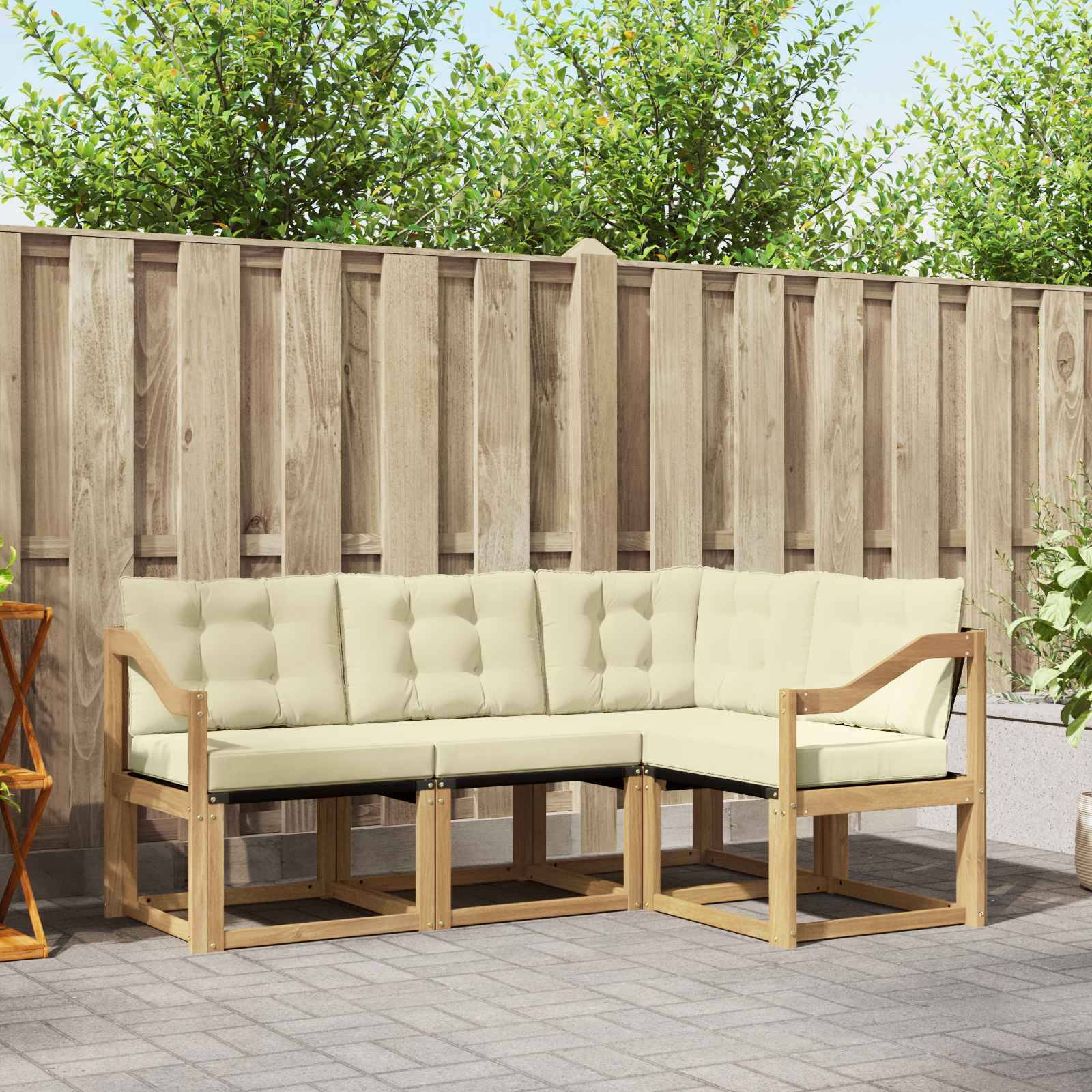vidaXL Outdoor-Sofagarnitur mit Kissen 4 pcs Weiß und Creme
