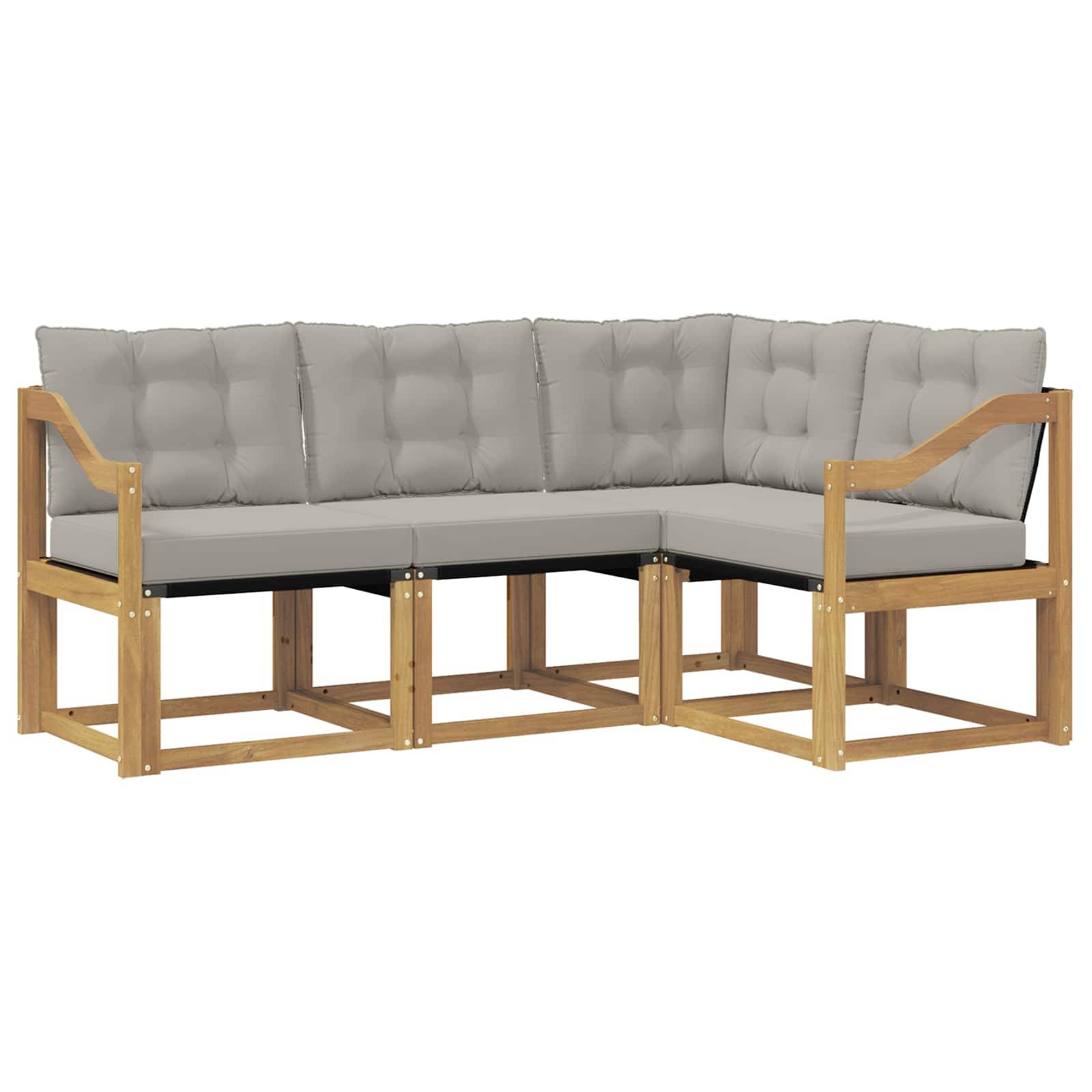vidaXL Outdoor-Sofagarnitur mit Kissen 4 pcs Weiß und Hellgrau