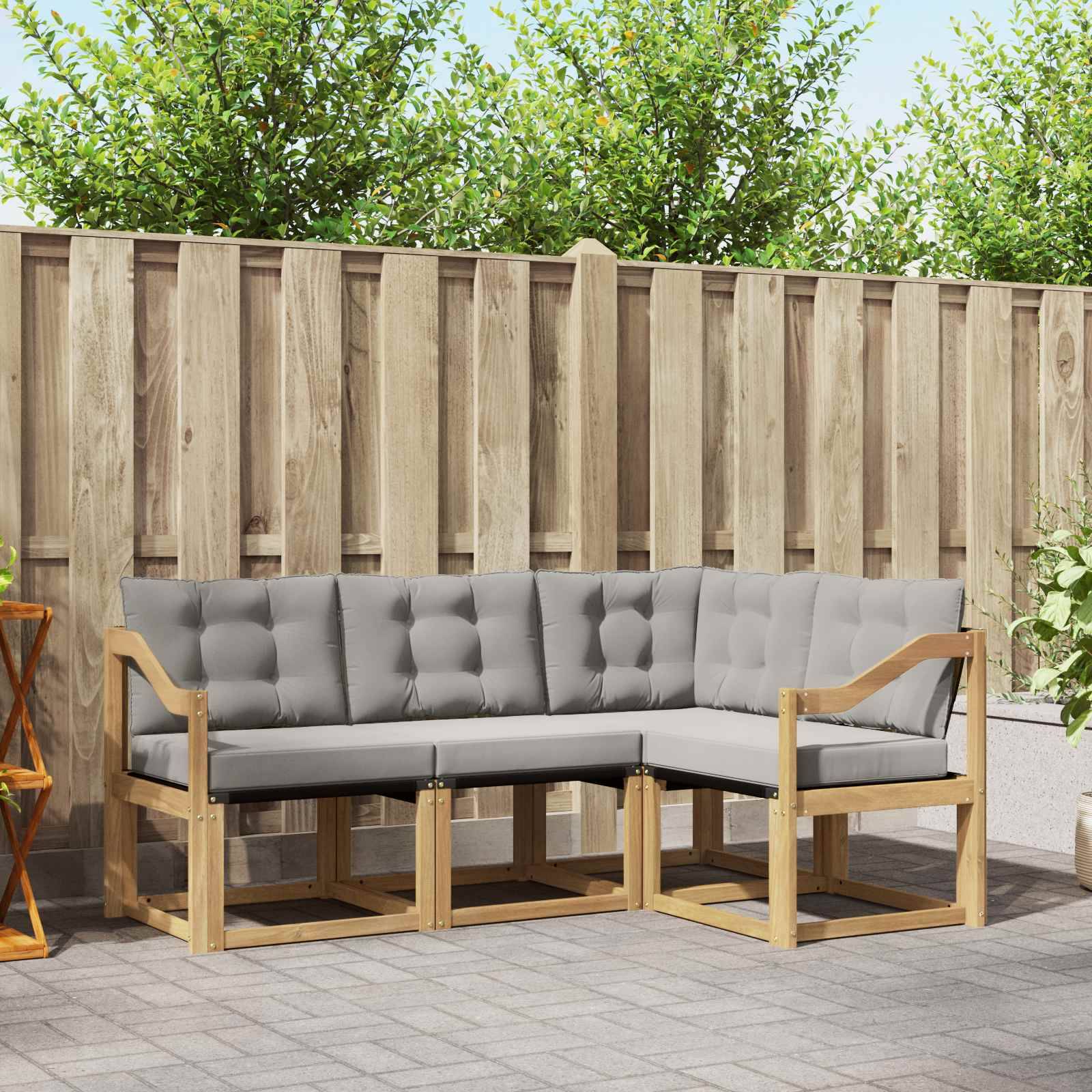 vidaXL Outdoor-Sofagarnitur mit Kissen 4 pcs Weiß und Hellgrau