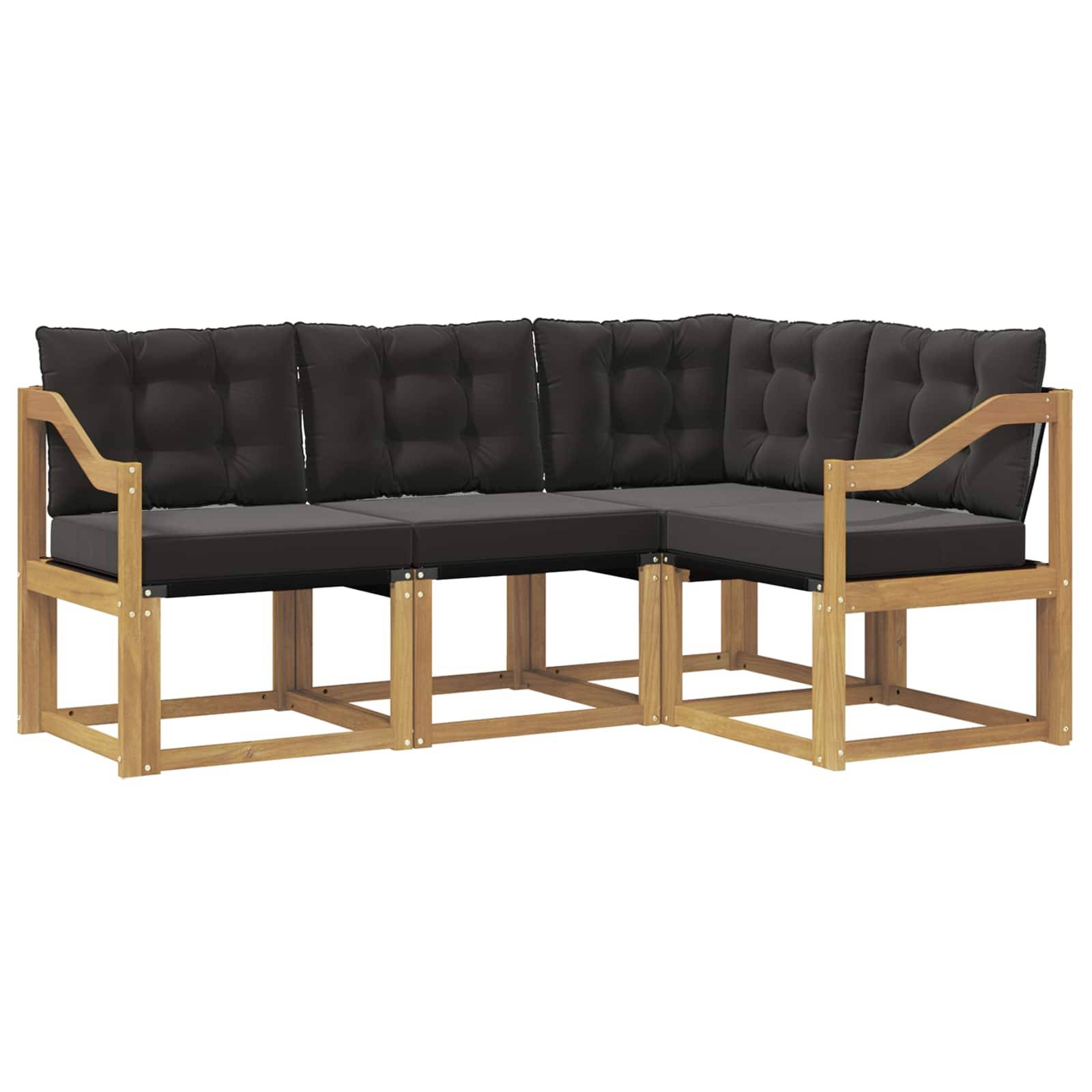 vidaXL Outdoor-Sofagarnitur mit Kissen 4 pcs Weiß und Schwarz