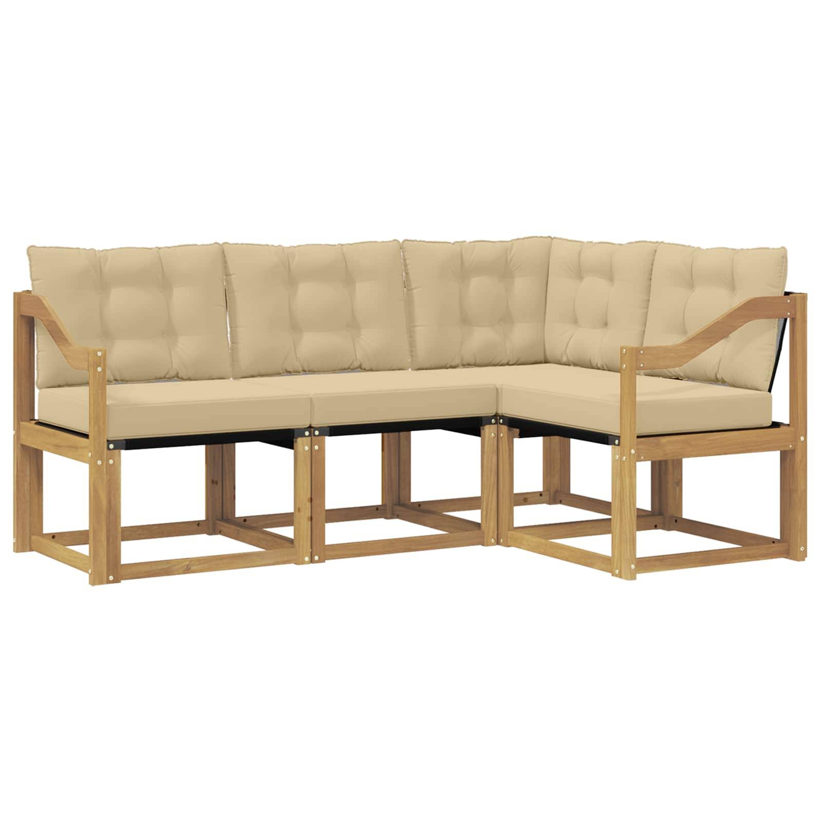 vidaXL Outdoor-Sofagarnitur mit Kissen 4 pcs Weiß und Beige