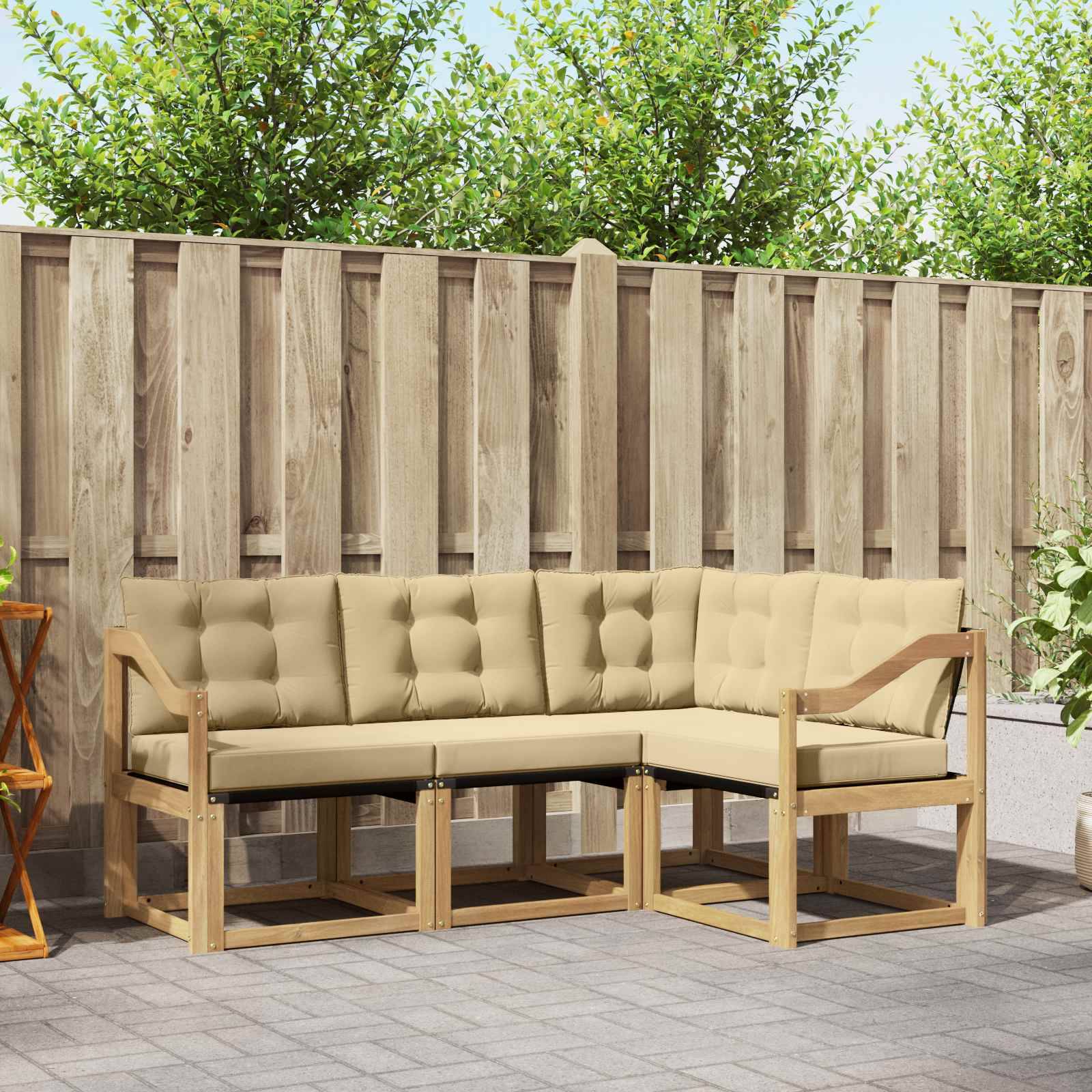 vidaXL Outdoor-Sofagarnitur mit Kissen 4 pcs Weiß und Beige