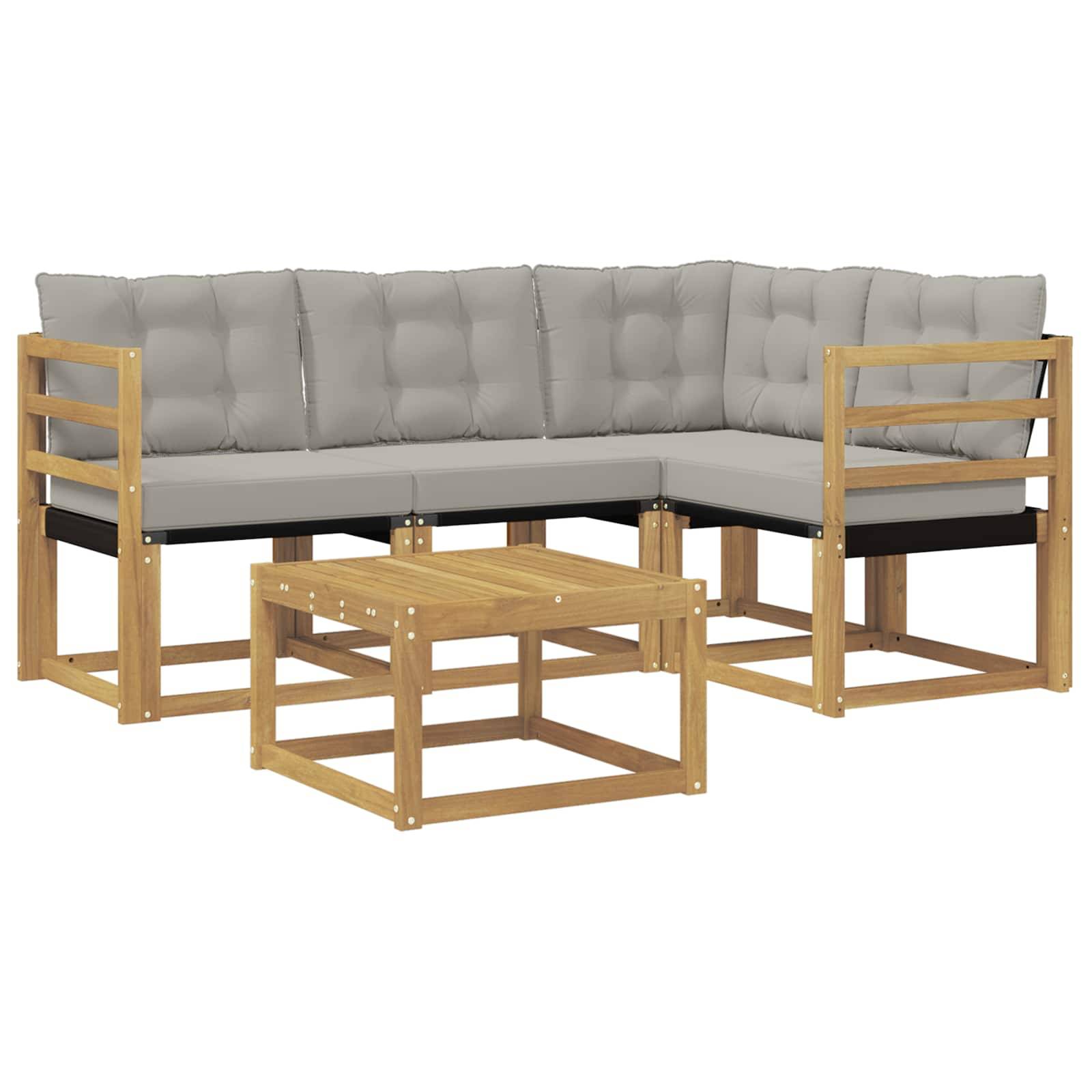 vidaXL Outdoor-Sofagarnitur mit Kissen 5 pcs Weiß und Hellgrau