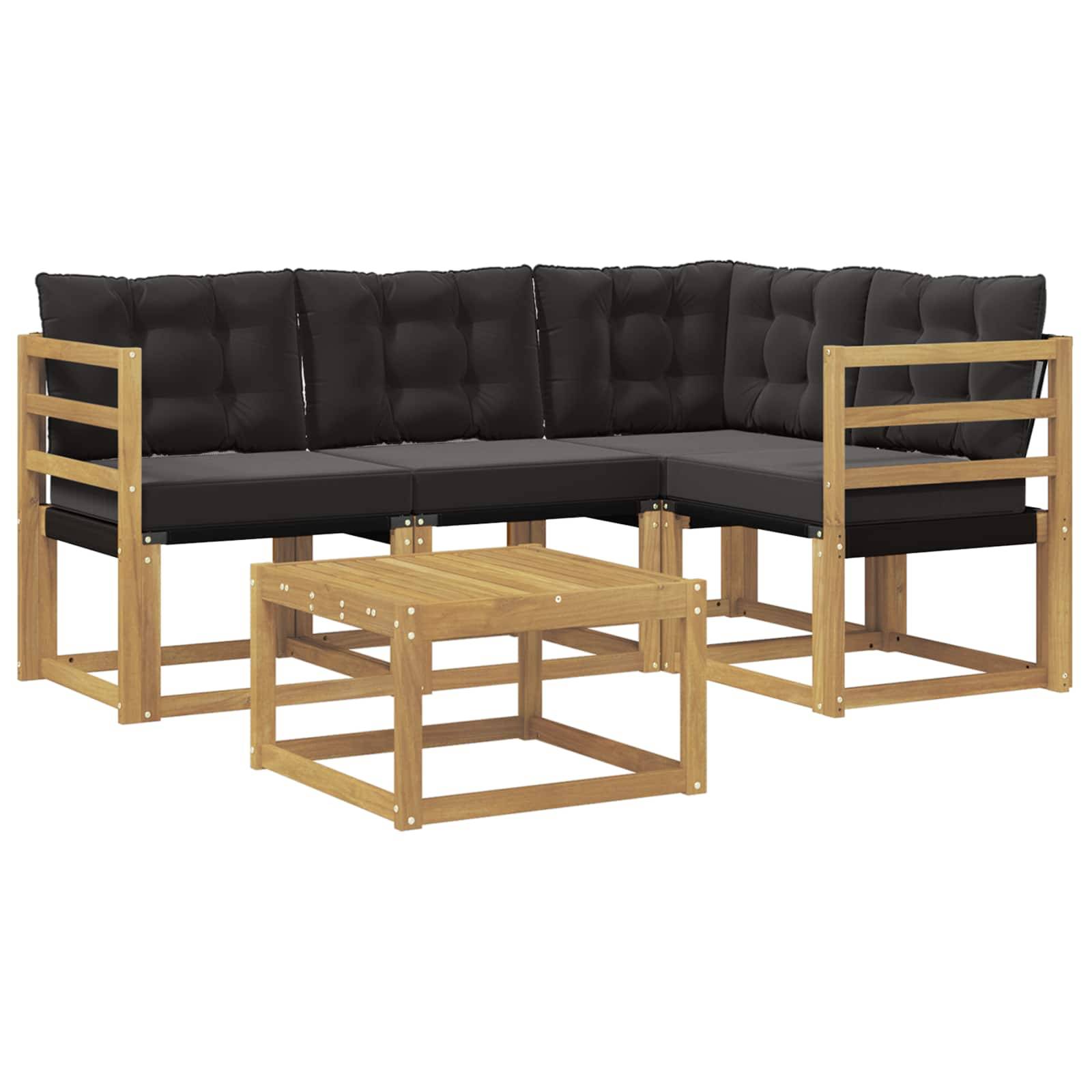vidaXL Outdoor-Sofagarnitur mit Kissen 5 pcs Weiß und Schwarz