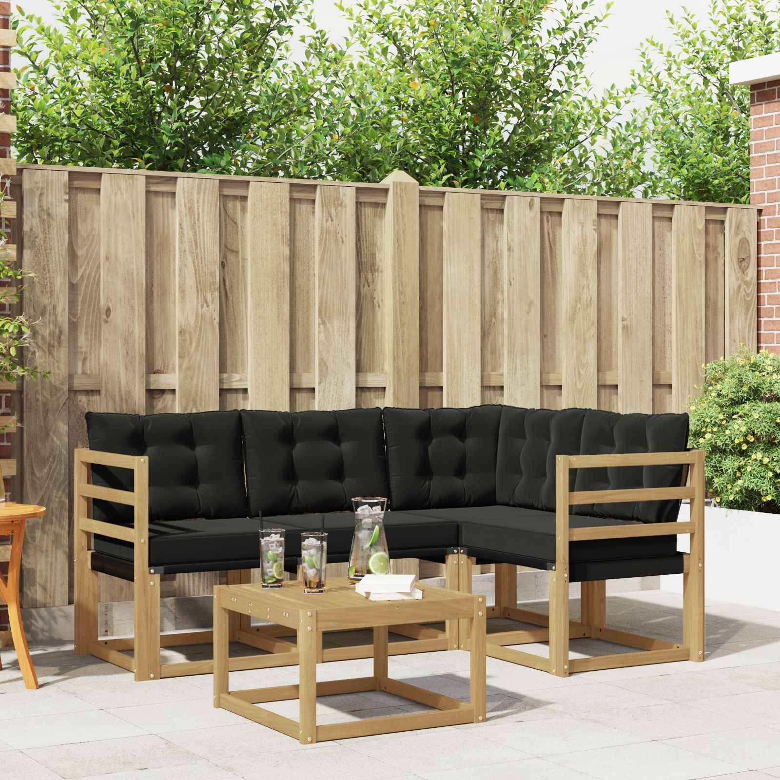 vidaXL Outdoor-Sofagarnitur mit Kissen 5 pcs Weiß und Schwarz