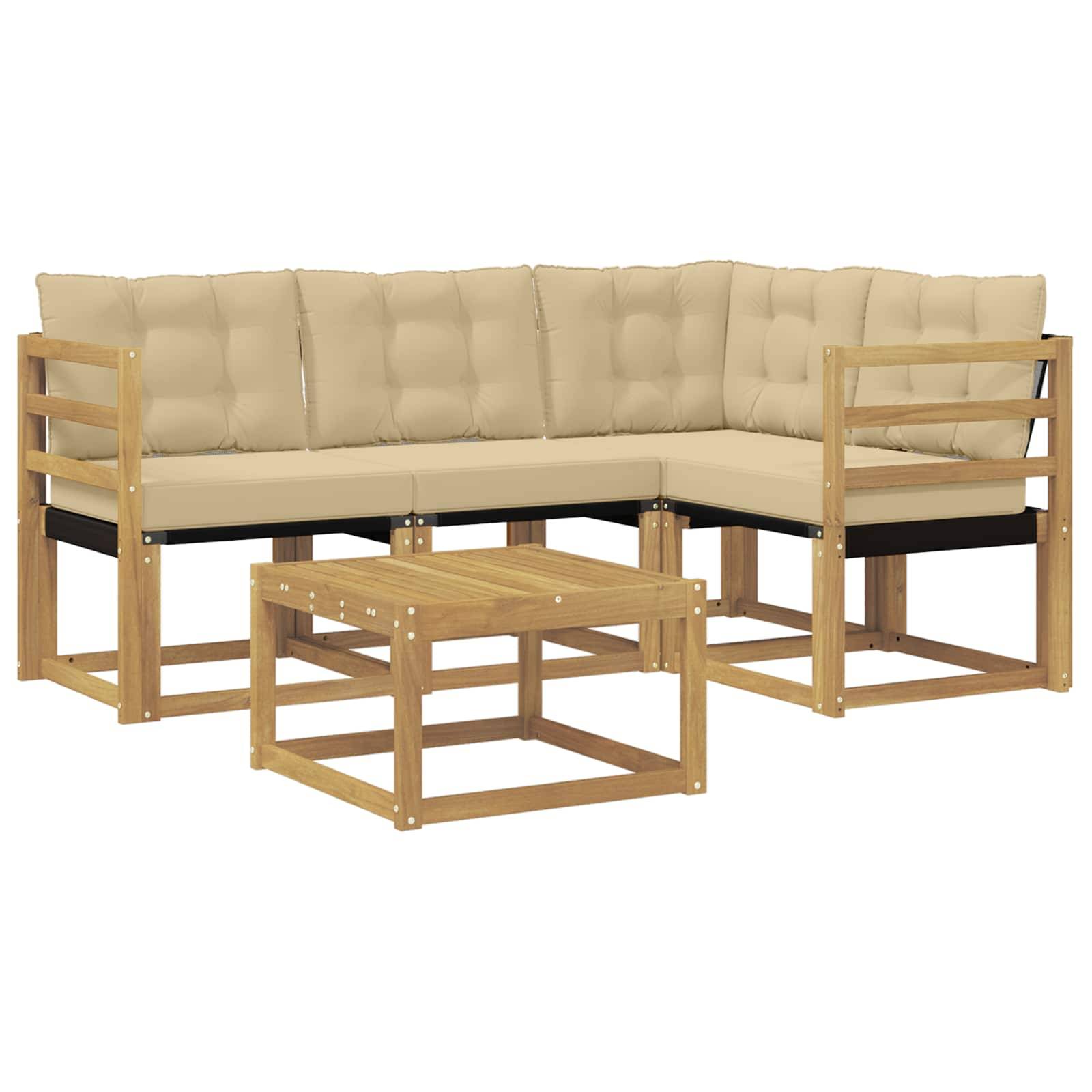 vidaXL Outdoor-Sofagarnitur mit Kissen 5 pcs Weiß und Beige