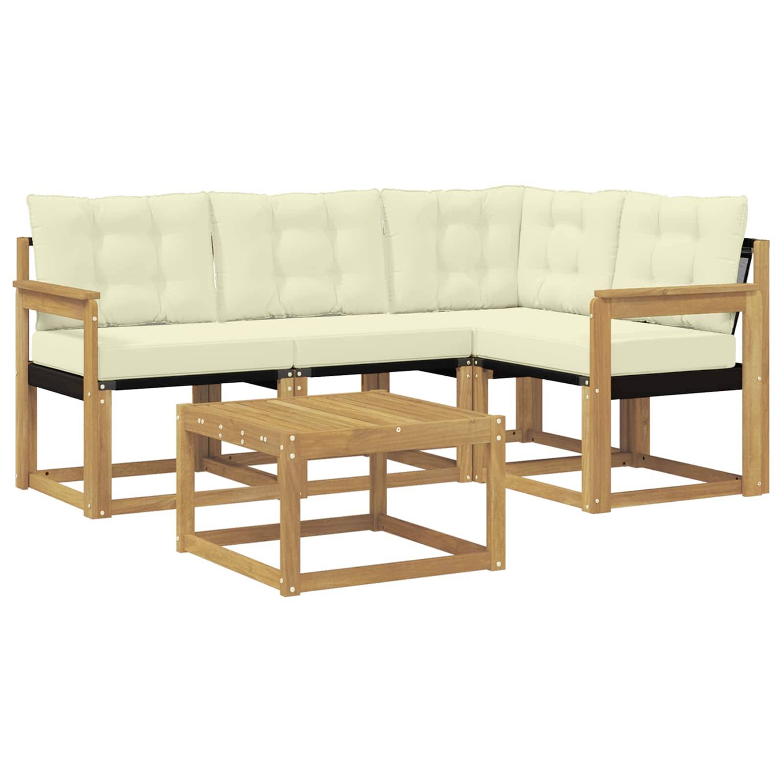 vidaXL Outdoor-Sofagarnitur mit Kissen 5 pcs Weiß und Creme