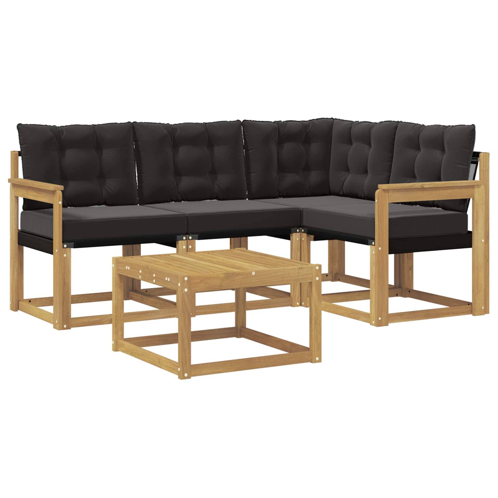 vidaXL Outdoor-Sofagarnitur mit Kissen 5 pcs Weiß und Schwarz
