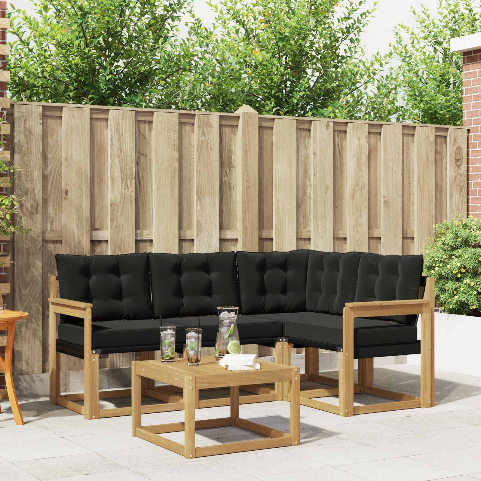 vidaXL Outdoor-Sofagarnitur mit Kissen 5 pcs Weiß und Schwarz