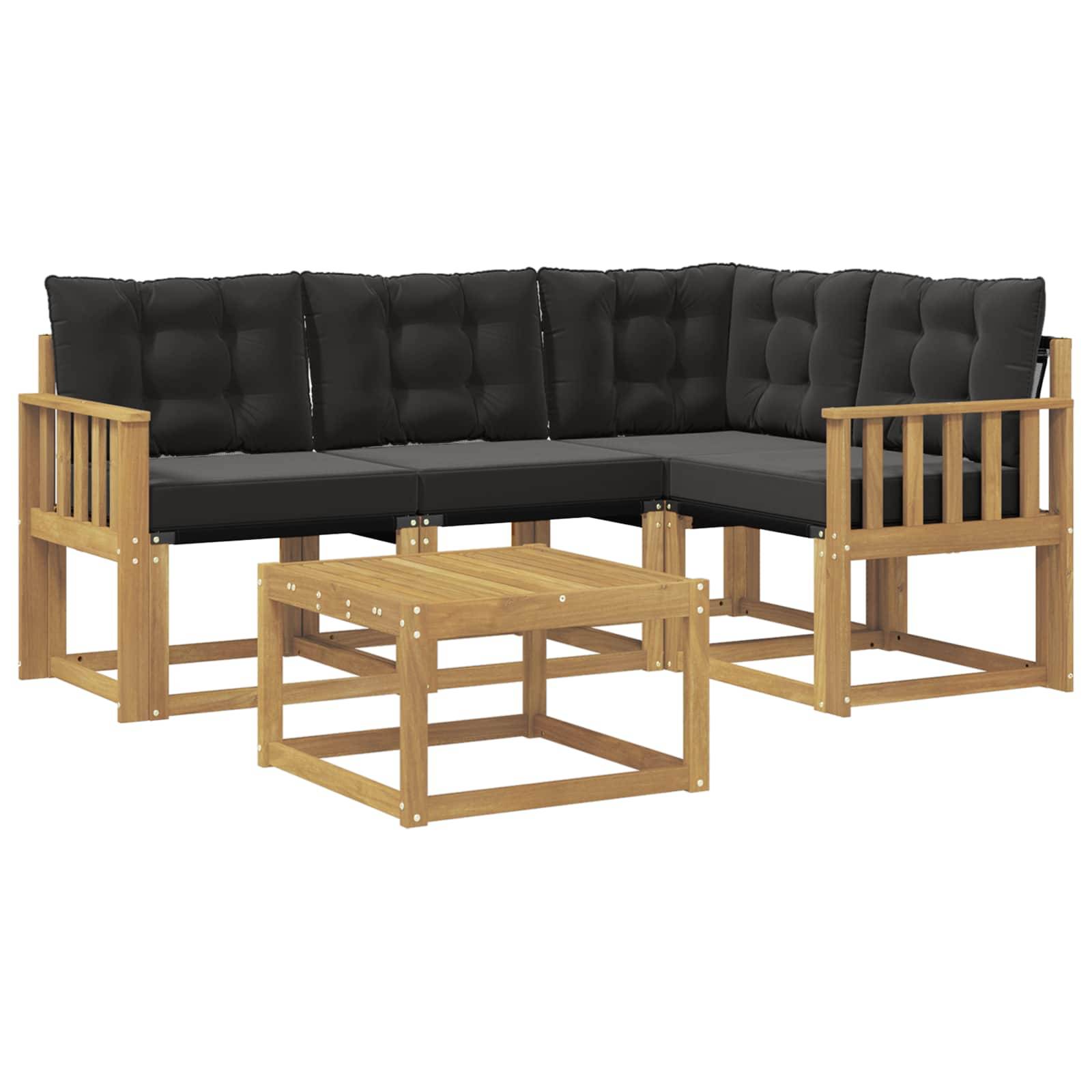 vidaXL Outdoor-Sofagarnitur mit Kissen 5 pcs Weiß und Schwarz
