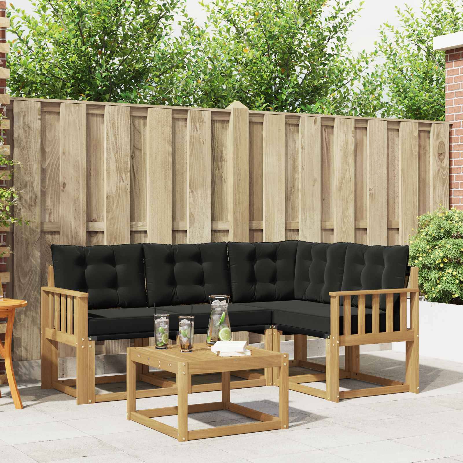 vidaXL Outdoor-Sofagarnitur mit Kissen 5 pcs Weiß und Schwarz