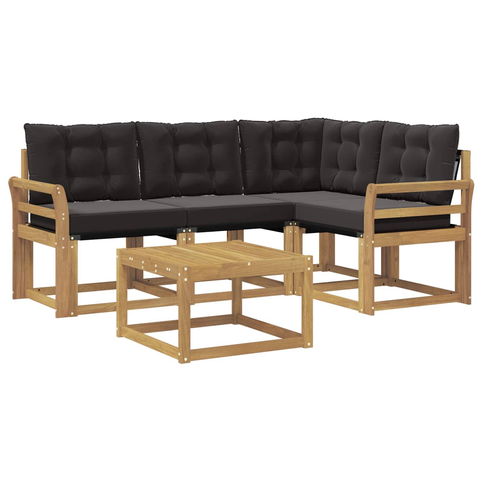 vidaXL Outdoor-Sofagarnitur mit Kissen 5 pcs Weiß und Schwarz