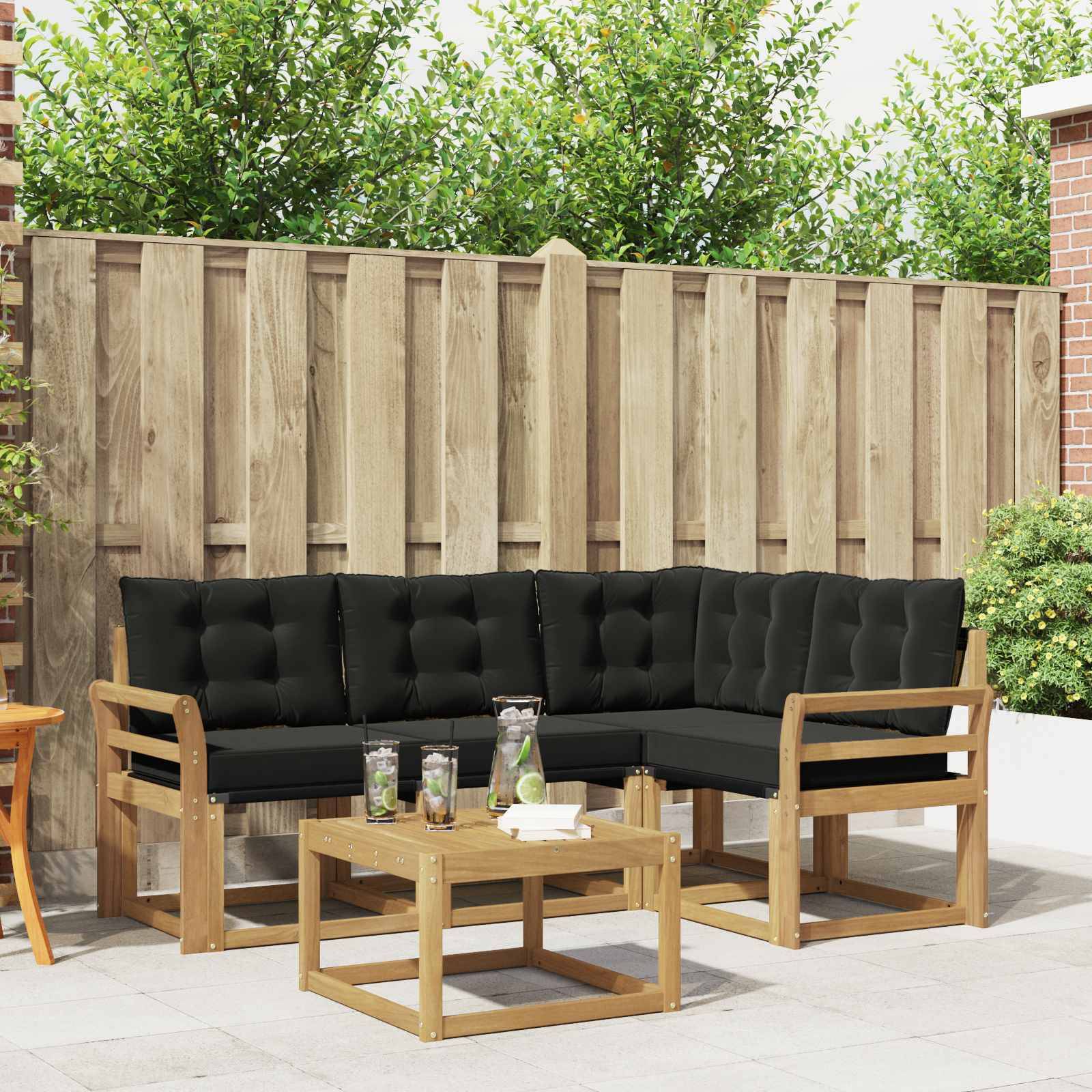 vidaXL Outdoor-Sofagarnitur mit Kissen 5 pcs Weiß und Schwarz
