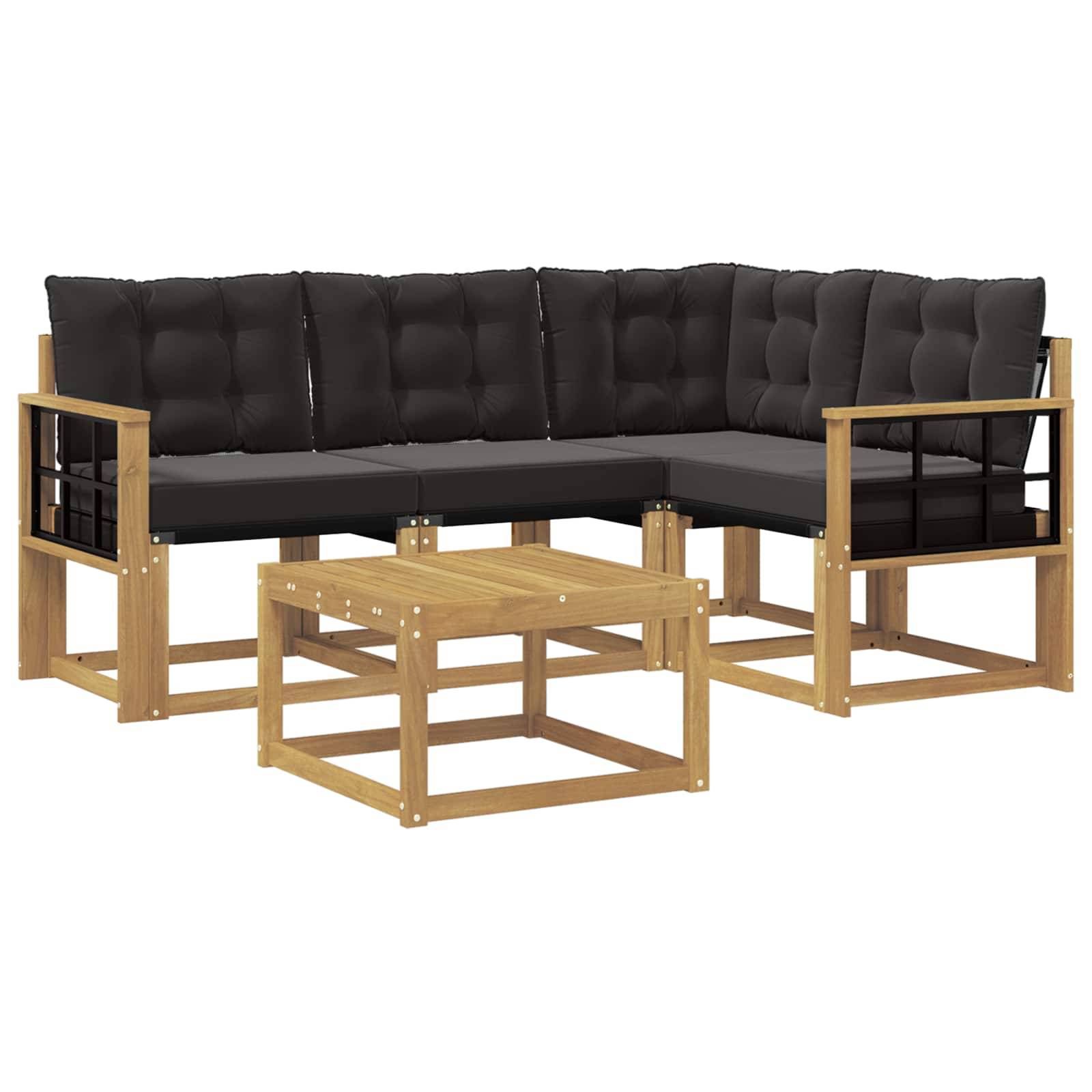 vidaXL Outdoor-Sofagarnitur mit Kissen 5 pcs Weiß und Schwarz