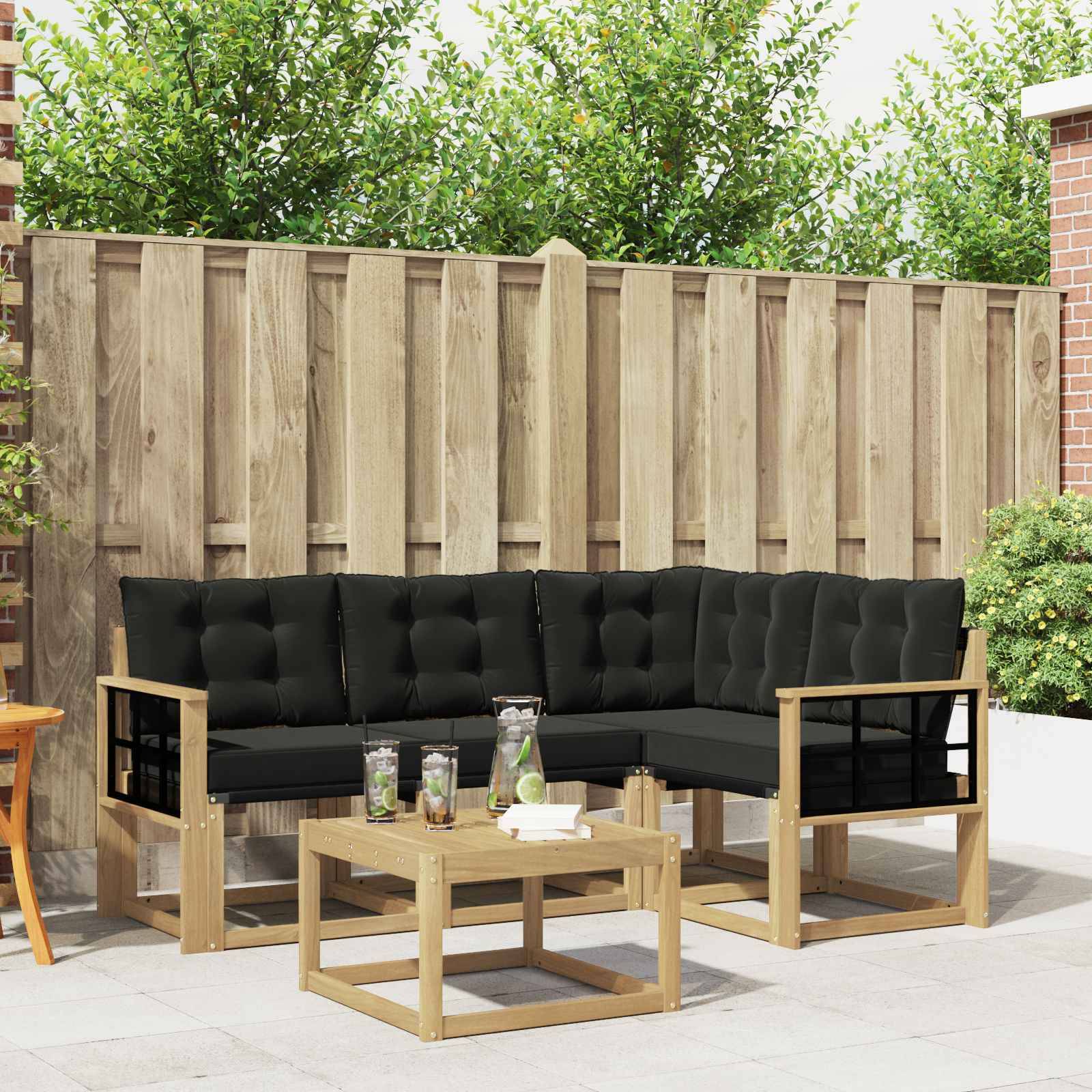 vidaXL Outdoor-Sofagarnitur mit Kissen 5 pcs Weiß und Schwarz